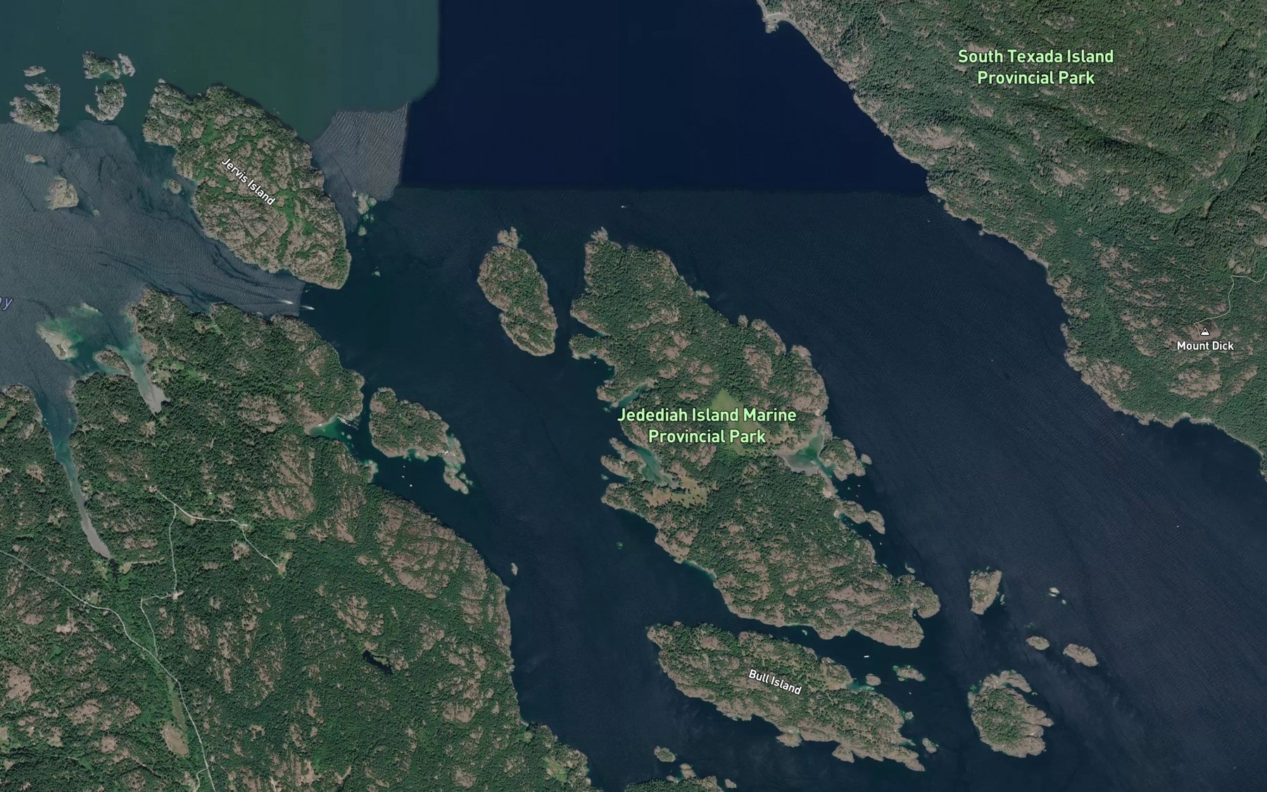 Satellite map of the Log Boom Cove