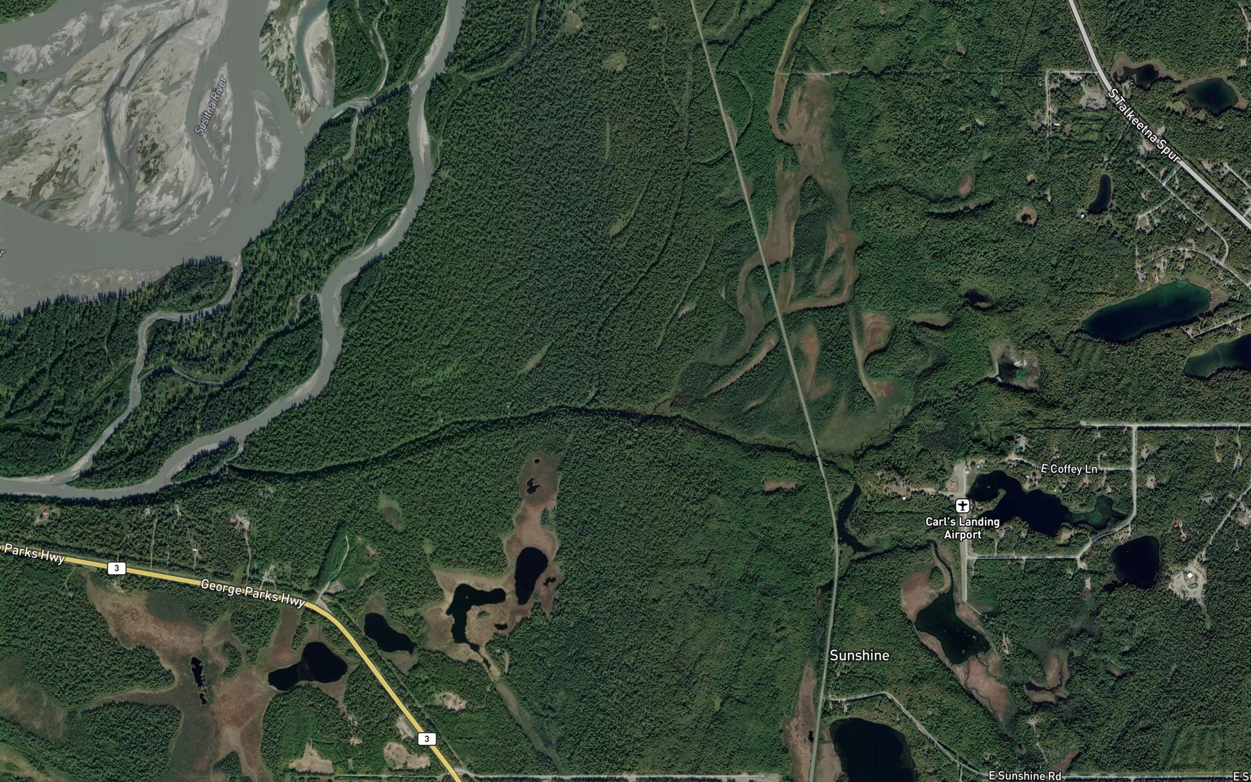 Satellite map of the Question Creek