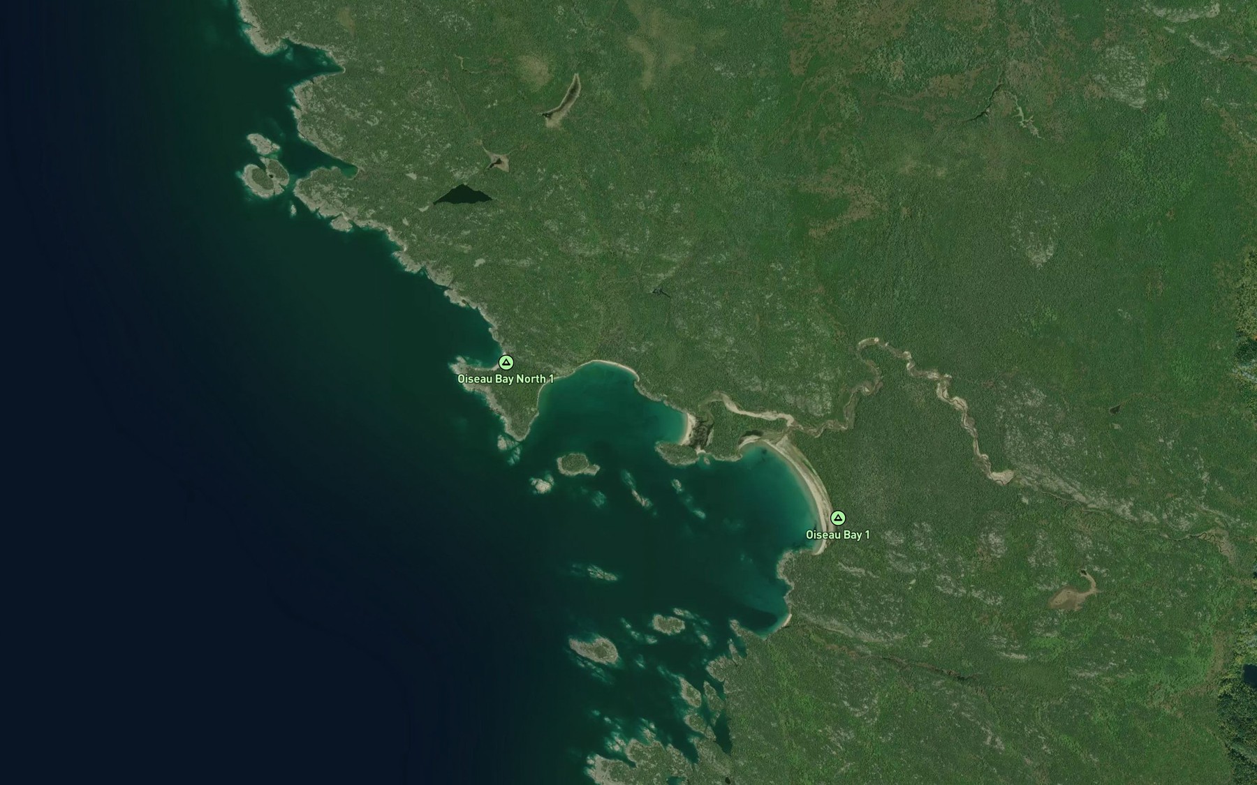 Satellite map of the Oiseau Creek