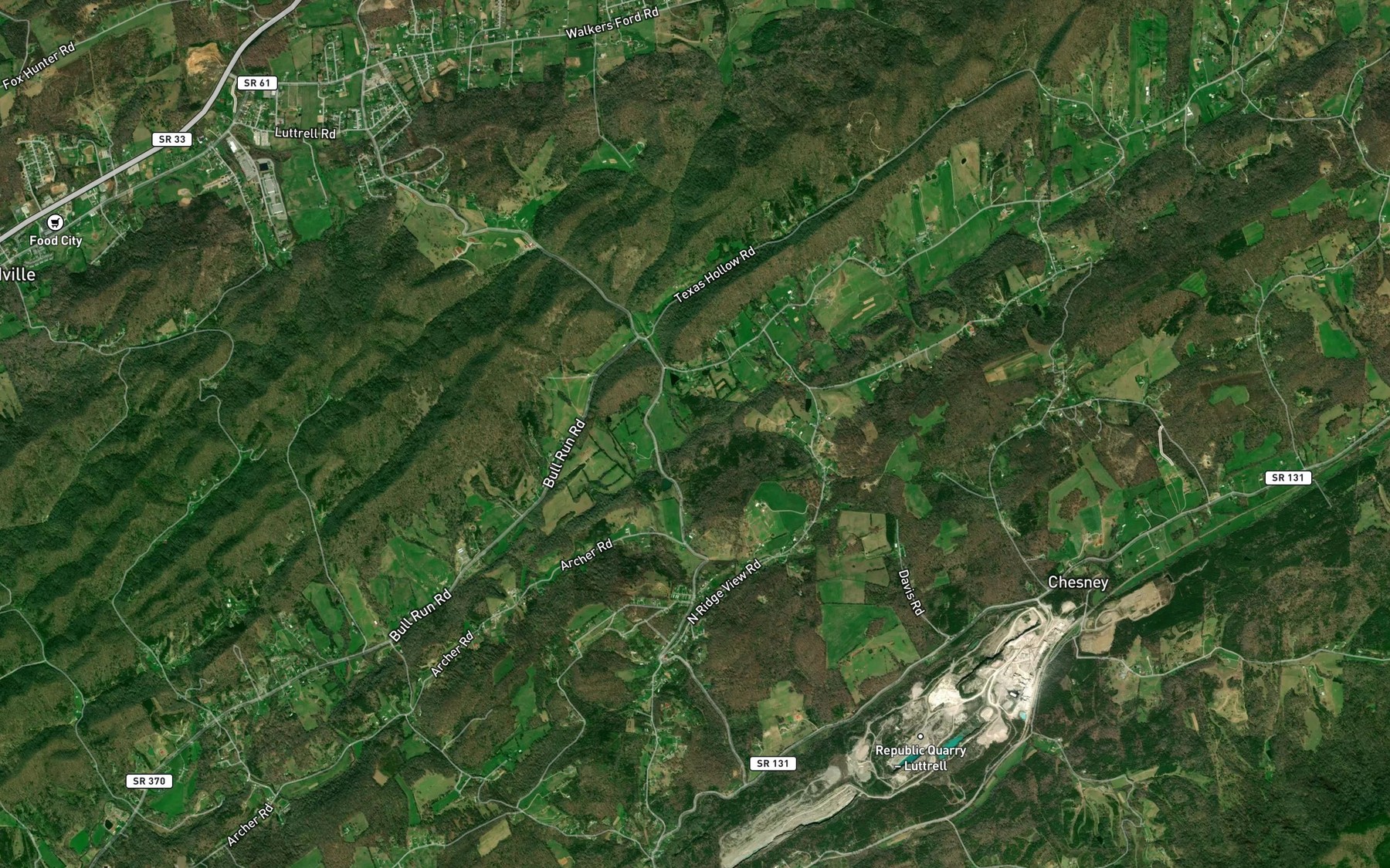Satellite map of the Woods Gap Branch