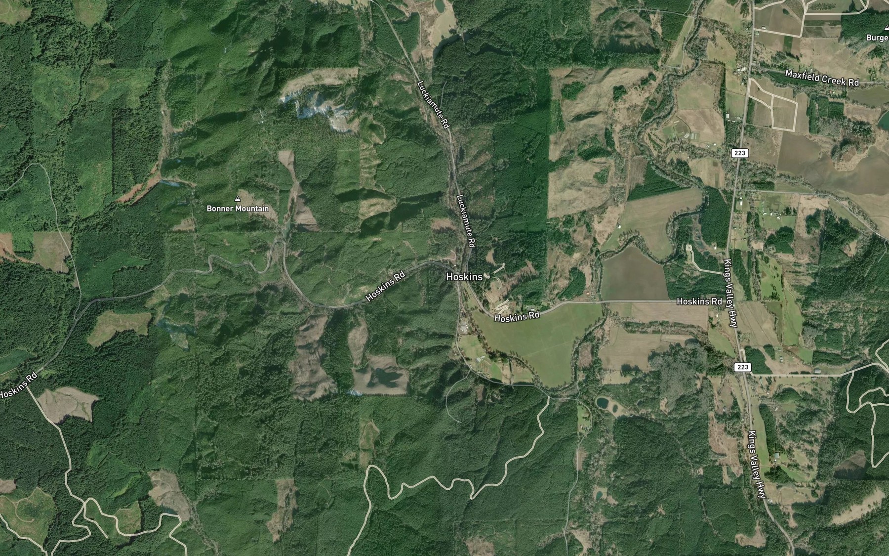 Satellite map of the Bonner Creek