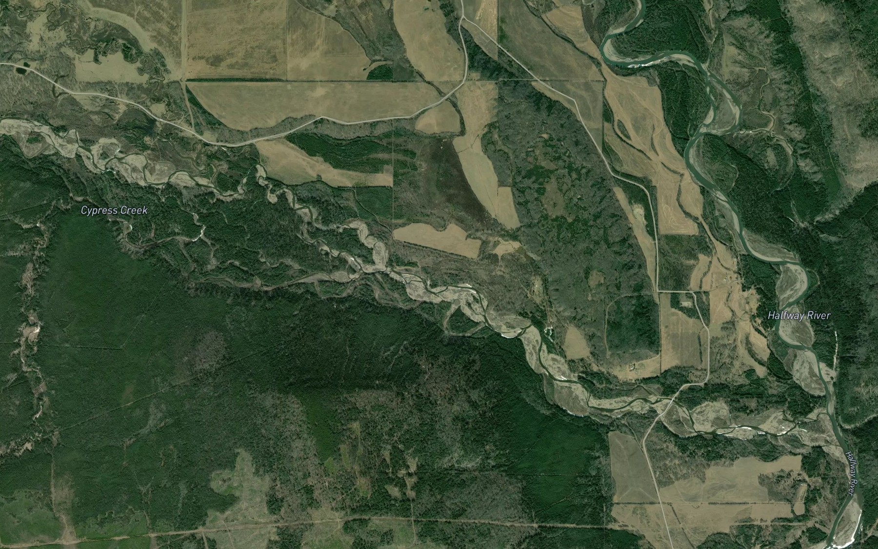 Satellite map of the Robertson Creek