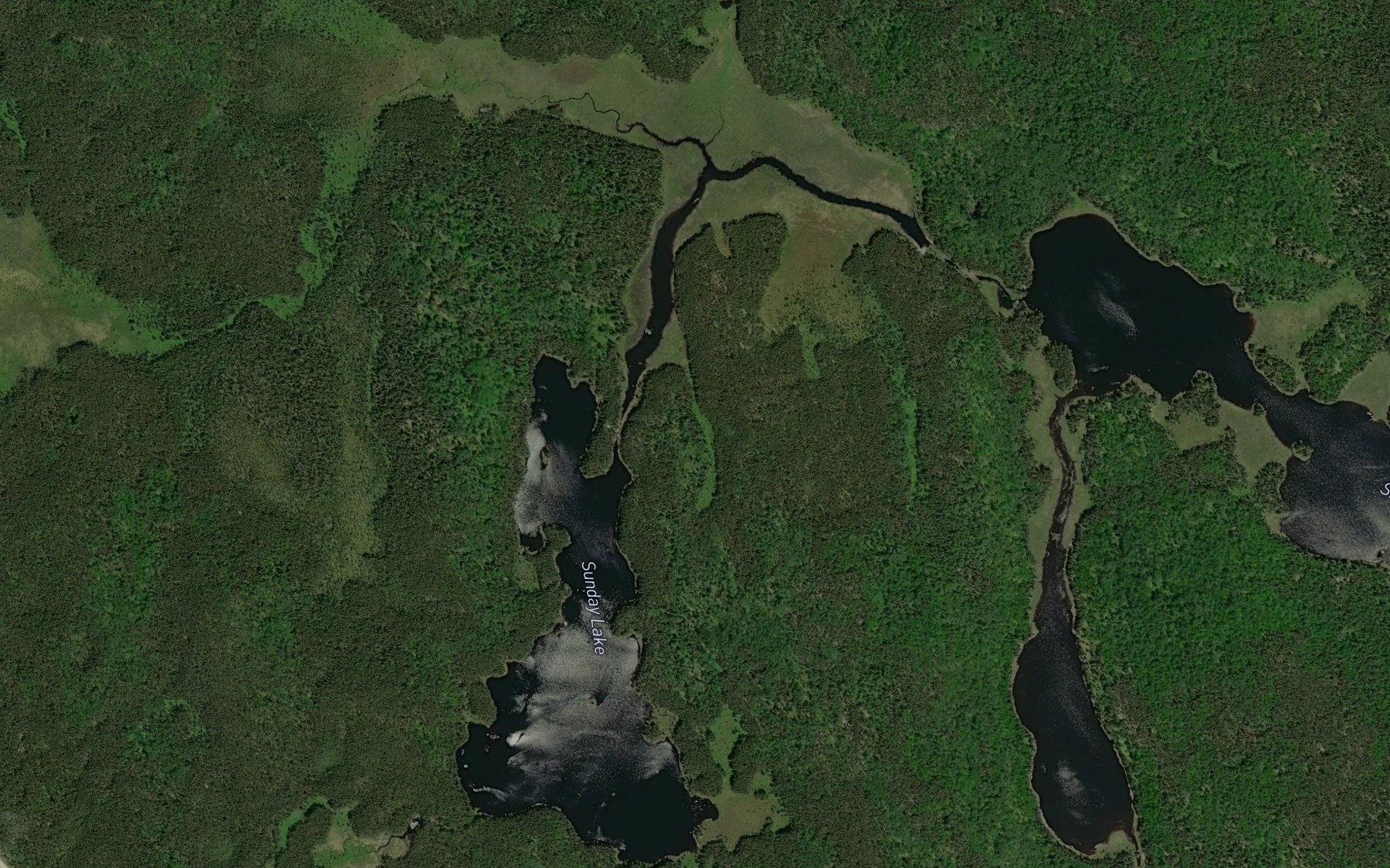 Satellite map of the Sunday Lake