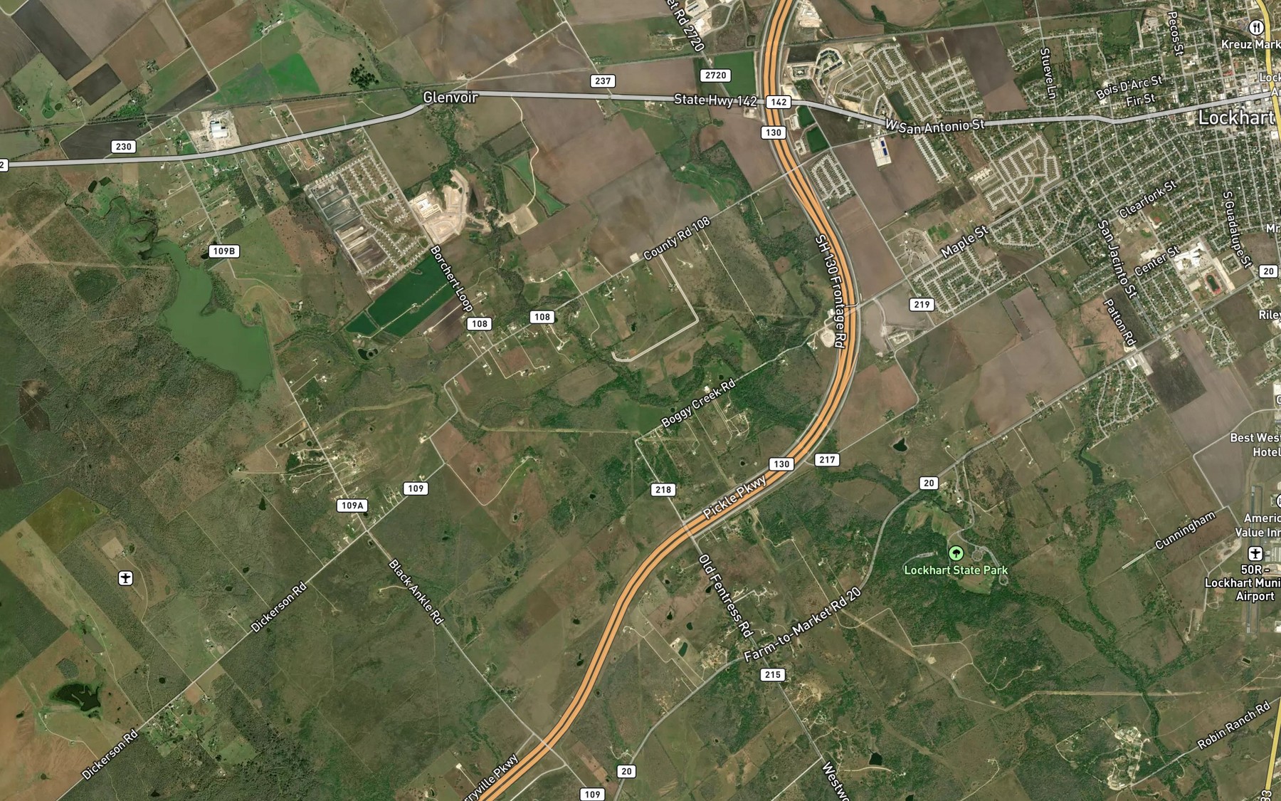 Satellite map of the Dry Branch