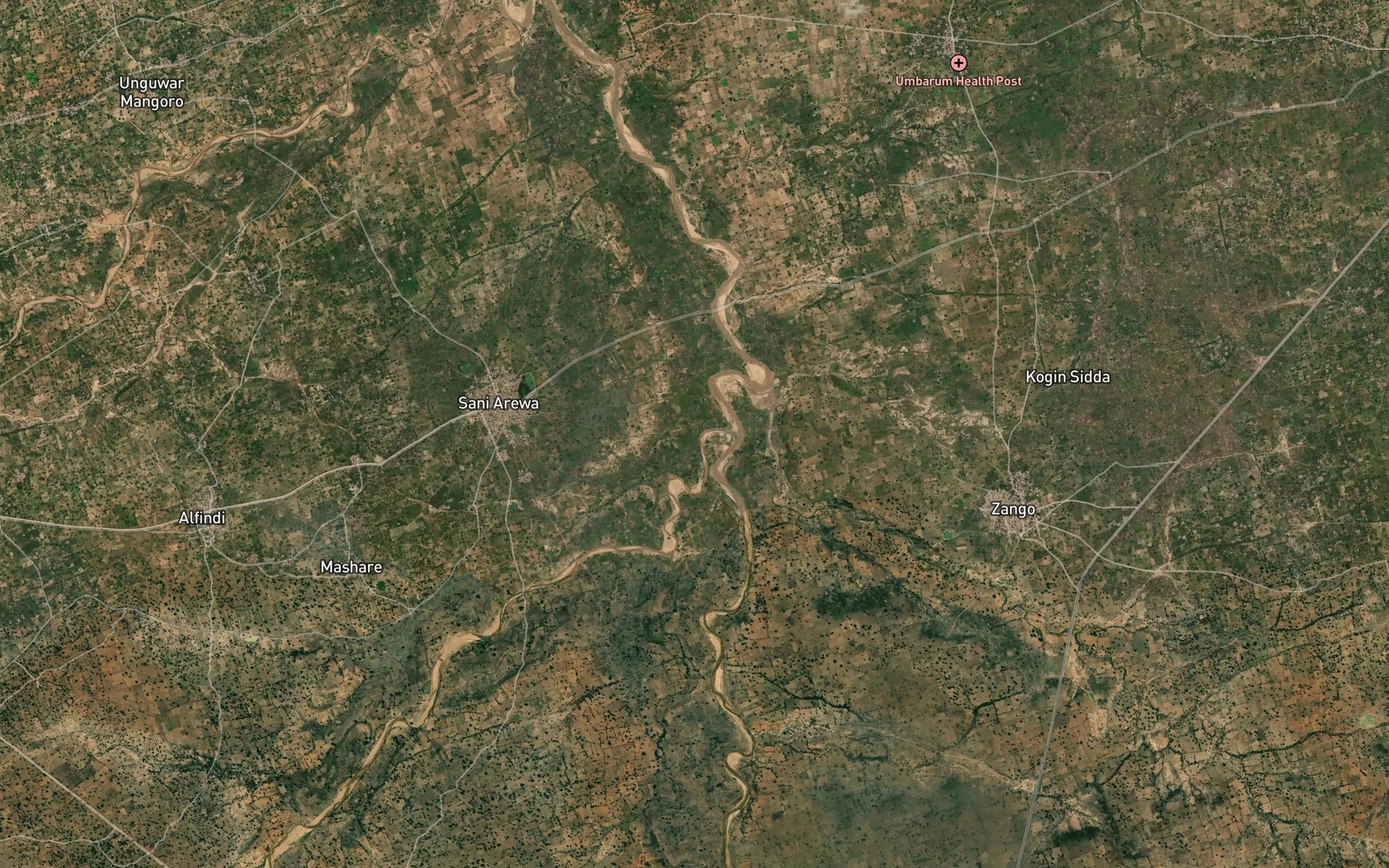 Satellite map of the Ruwa