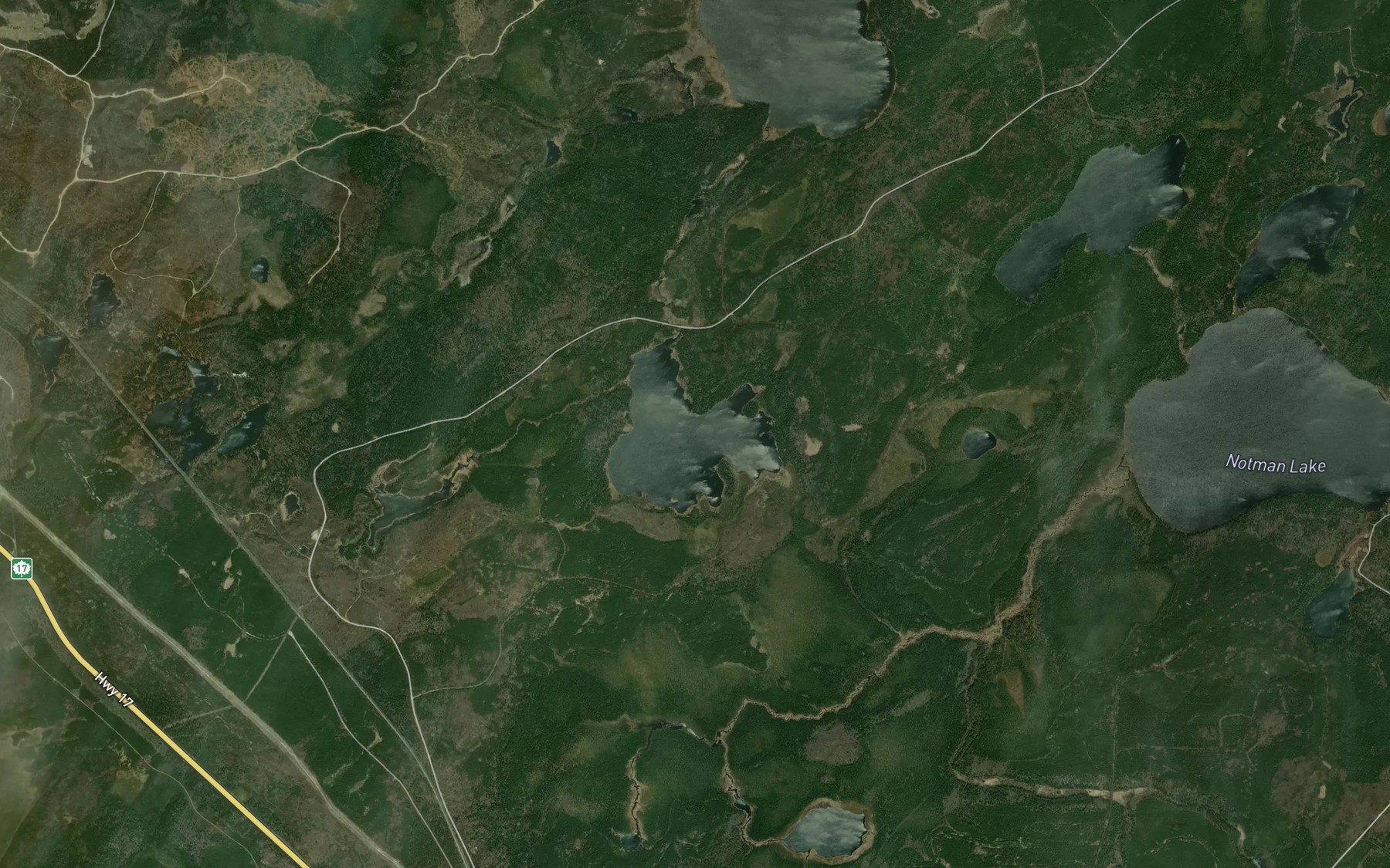 Satellite map of the Little Asinn Lake