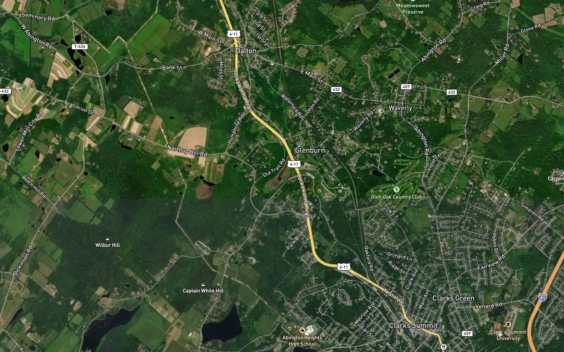 Satellite map of the Glenburn Pond