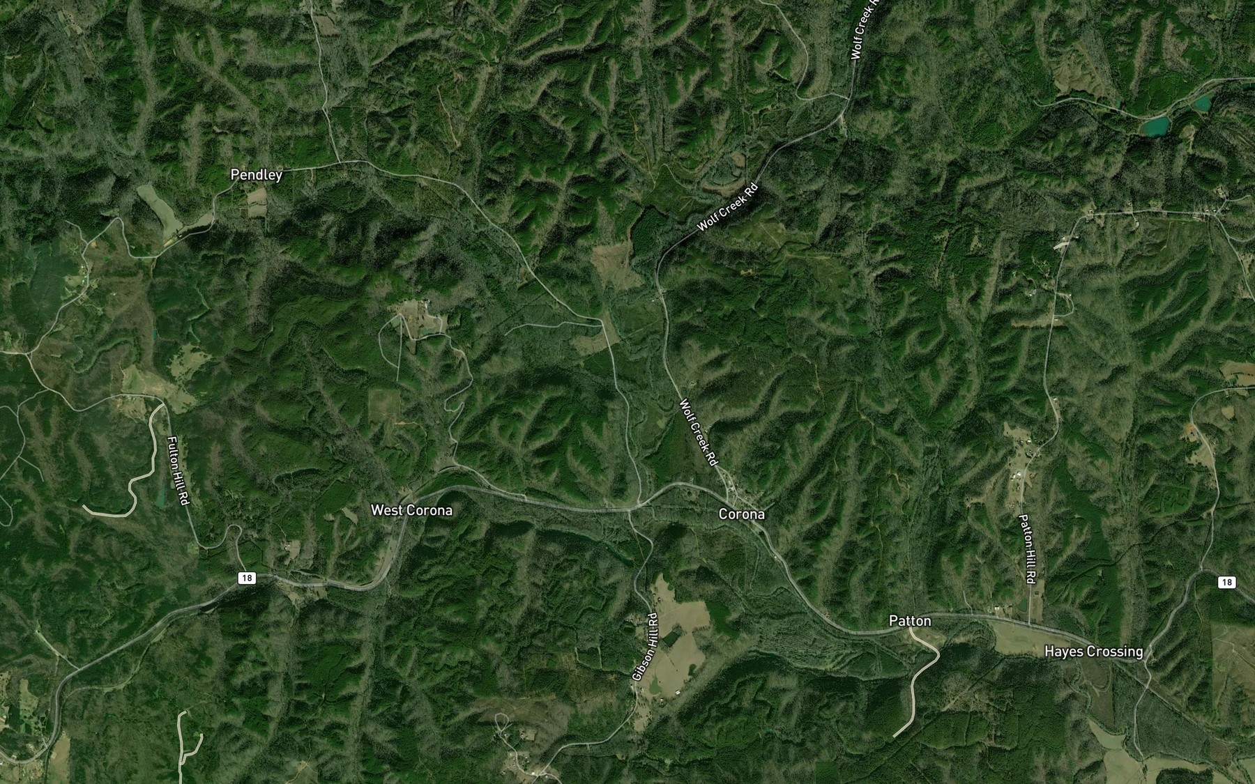 Satellite map of the Pendley Creek