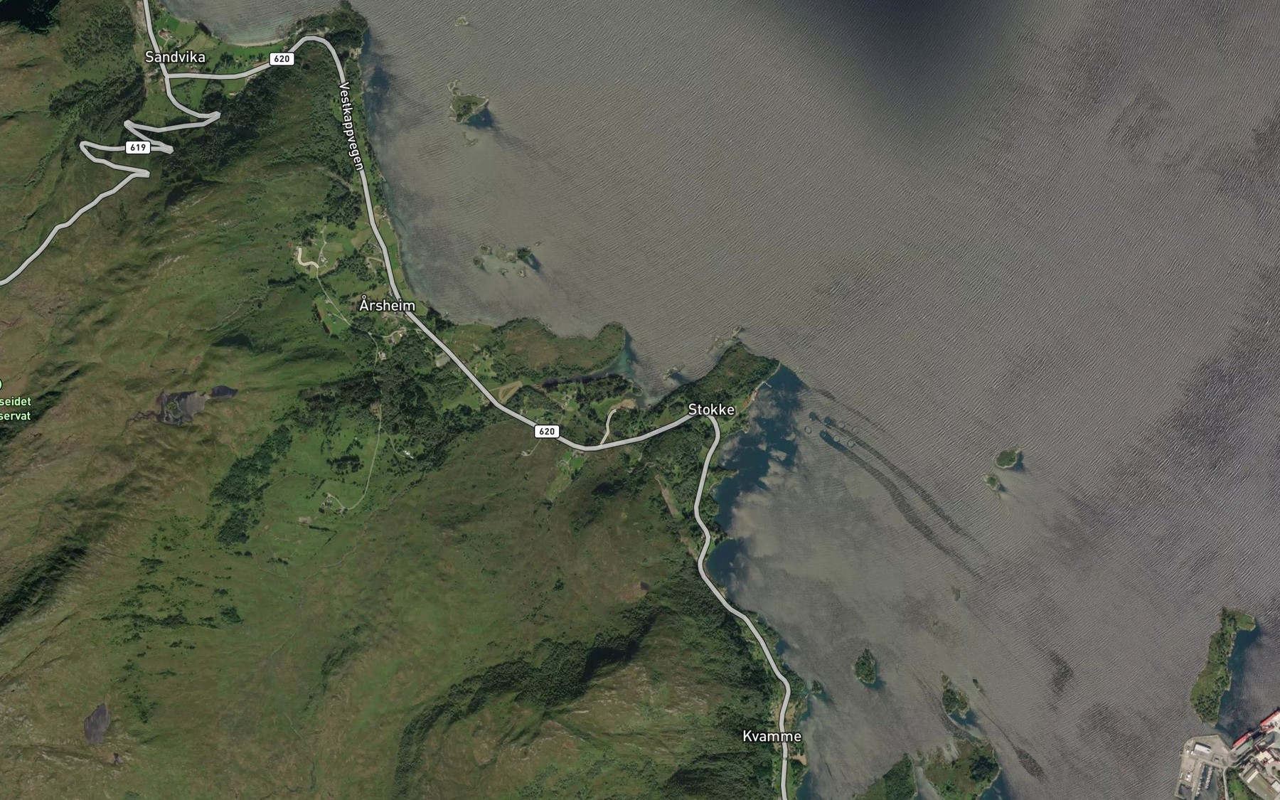 Satellite map of the Stokknesvagen