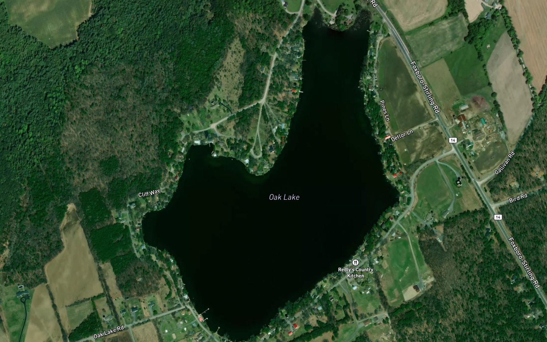 Satellite map of the Oak Lake
