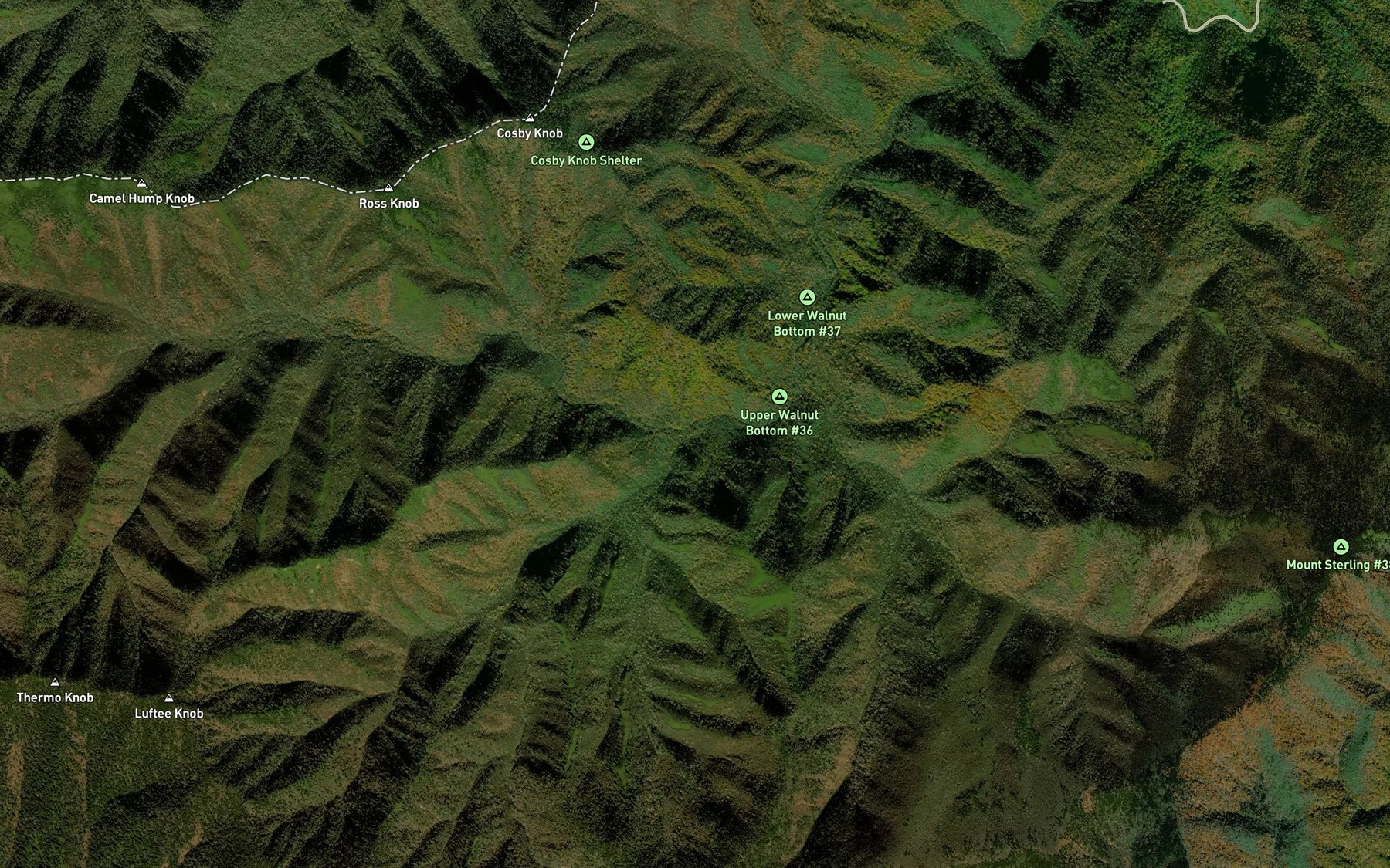 Satellite map of the Gunter Fork