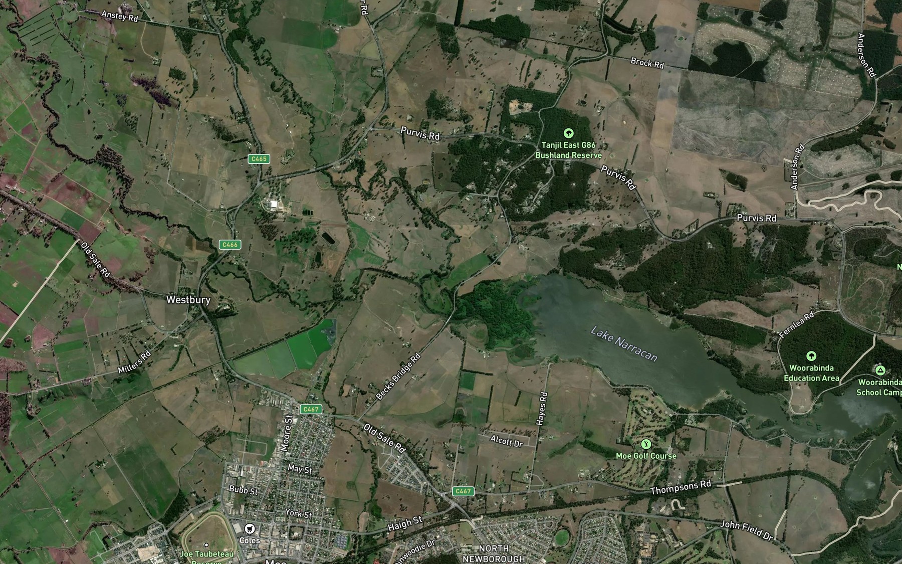 Satellite map of the Tanjil River