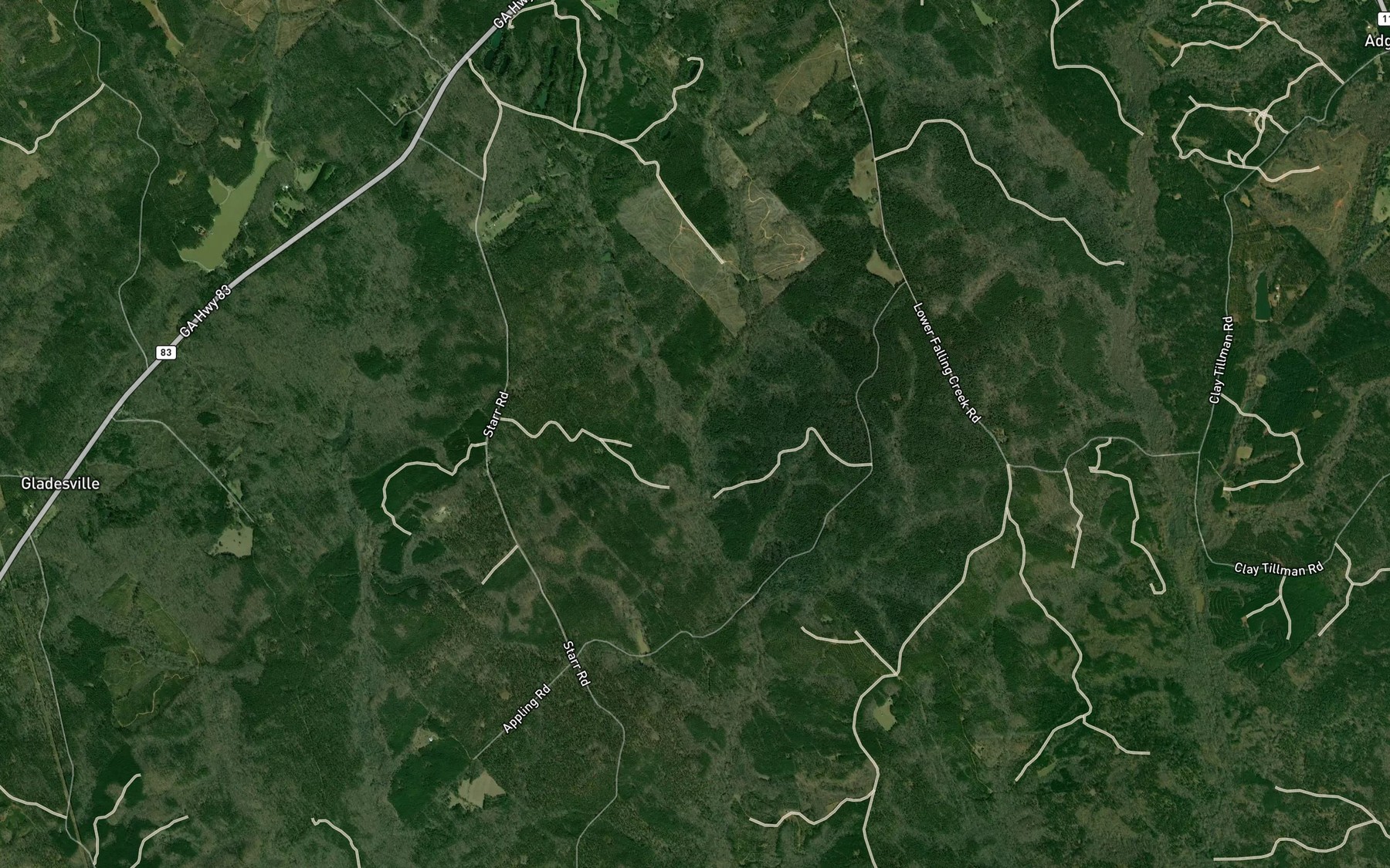 Satellite map of the Newby Branch