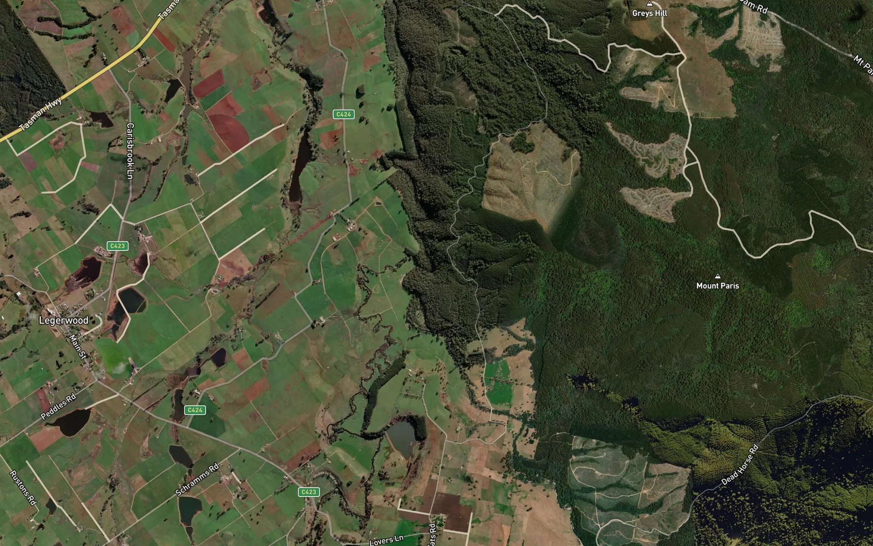Satellite map of the Dorset River