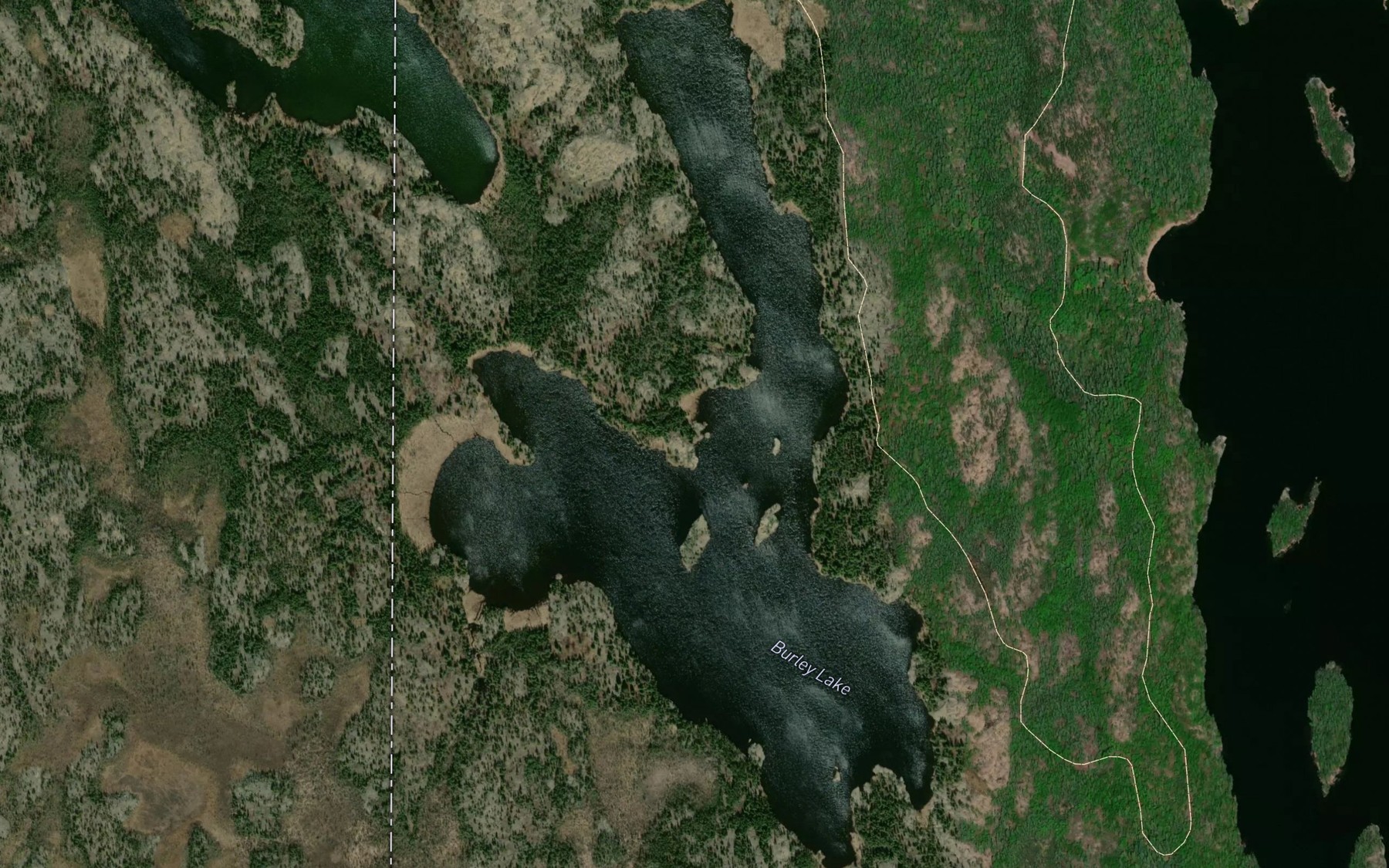 Satellite map of the Burley Lake