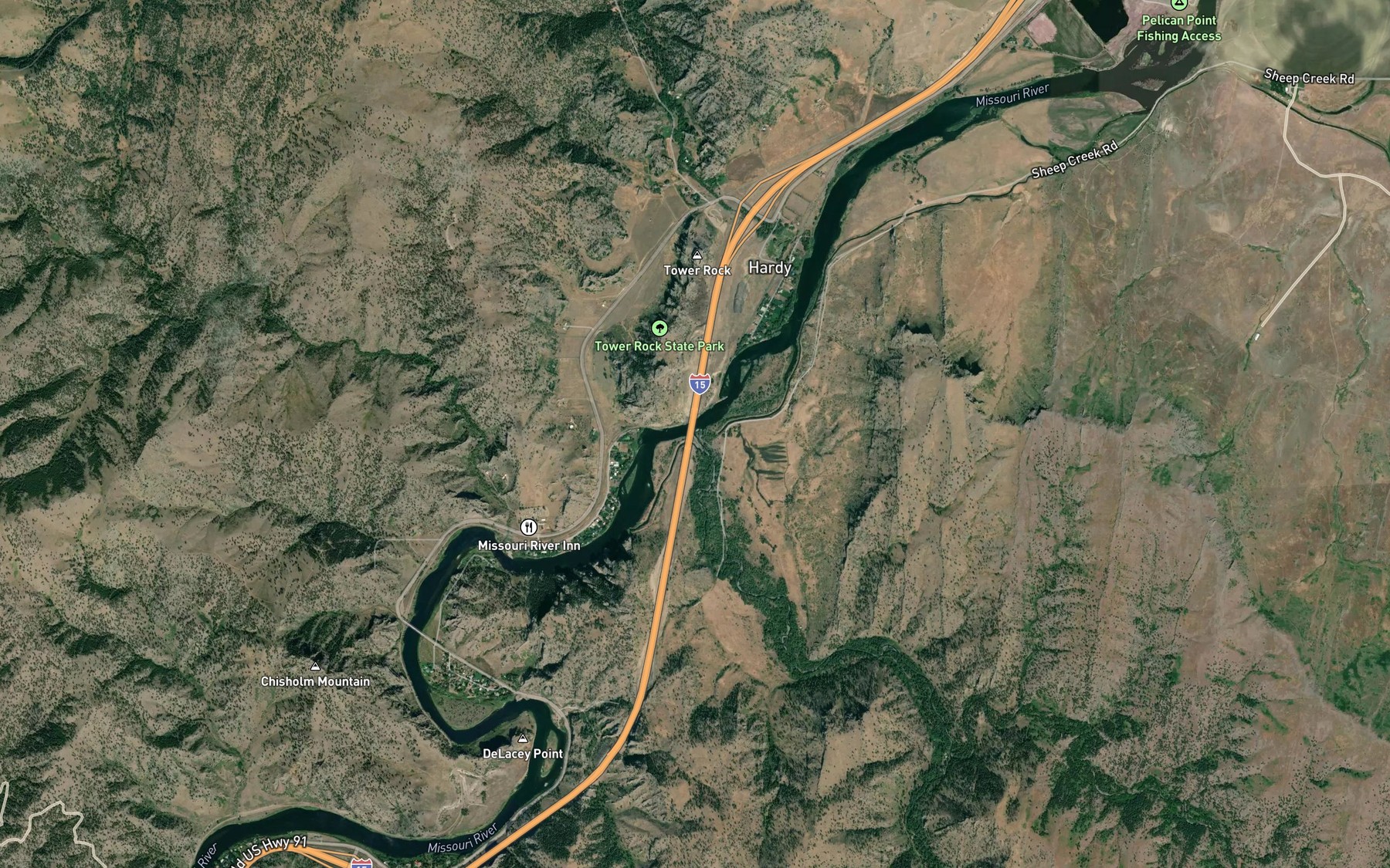 Satellite map of the Sheep Creek