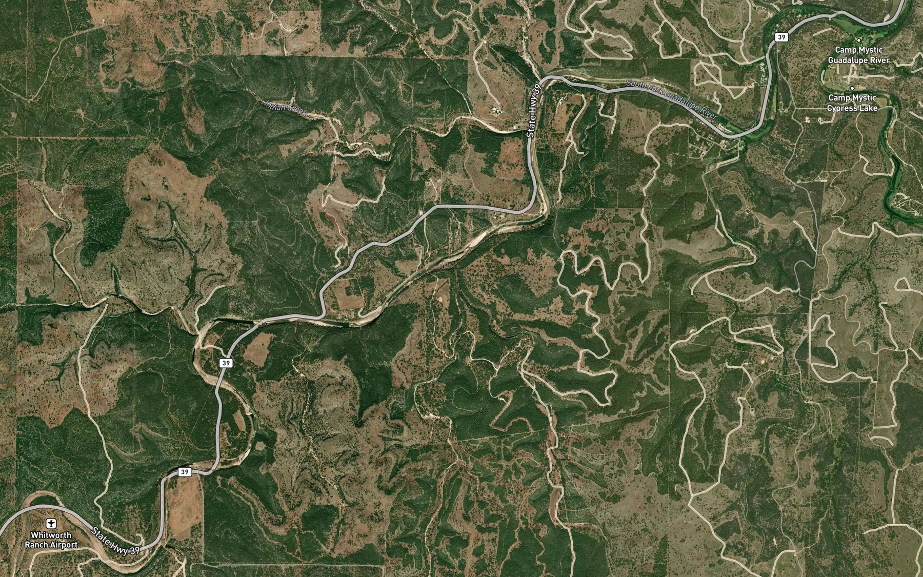 Satellite map of the Frank Baker Creek
