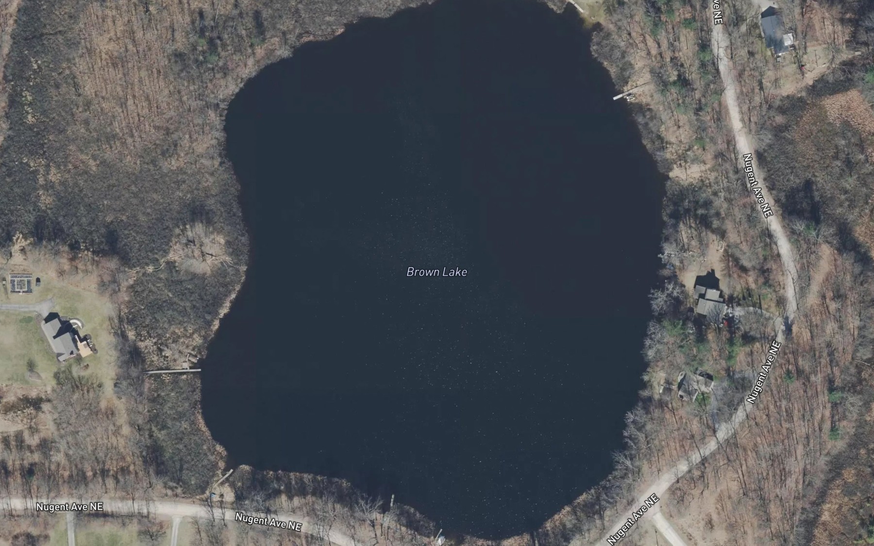Satellite map of the Brown Lake