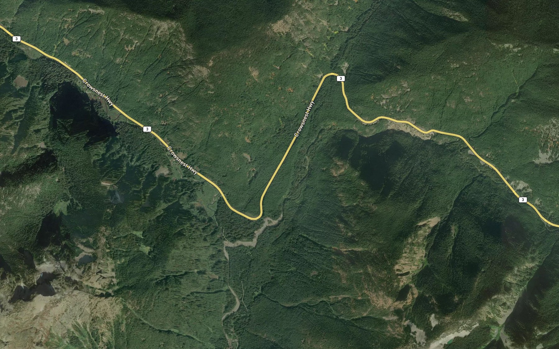 Satellite map of the Snass Creek