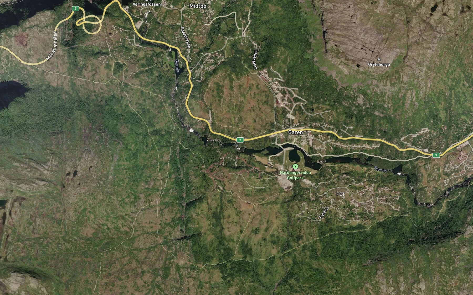 Satellite map of the Fetafossen