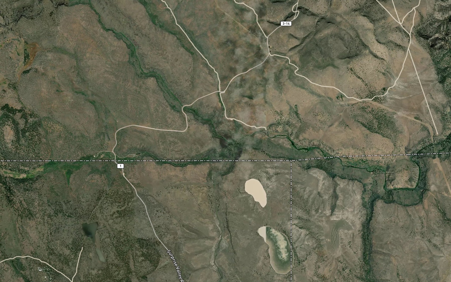 Satellite map of the Fifteenmile Creek