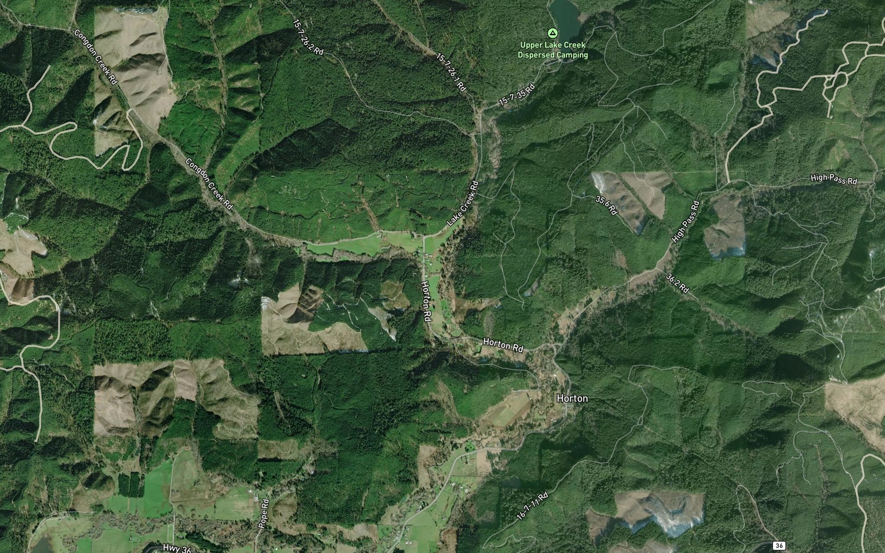 Satellite map of the Congdon Creek