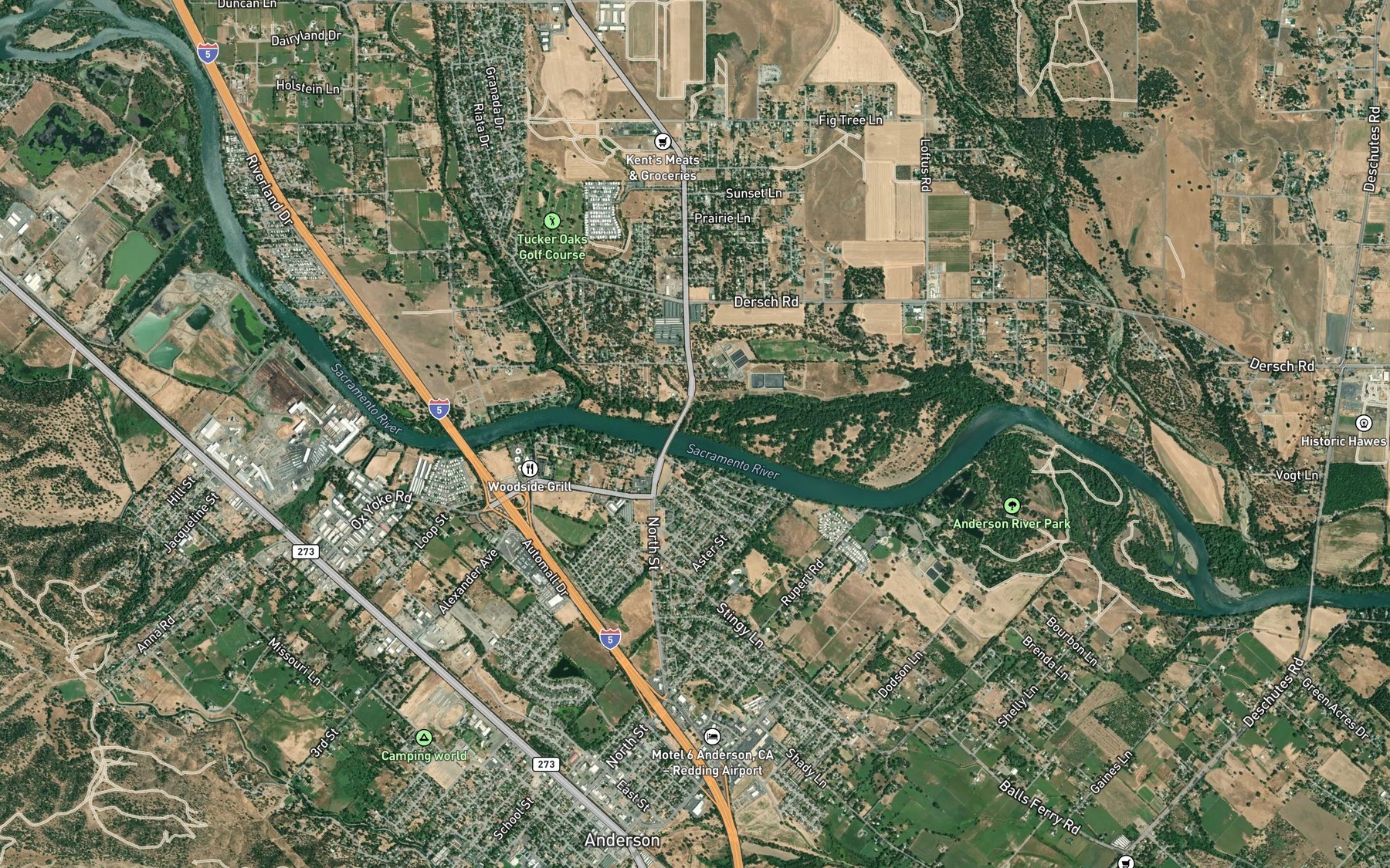 Satellite map of the Clover Creek