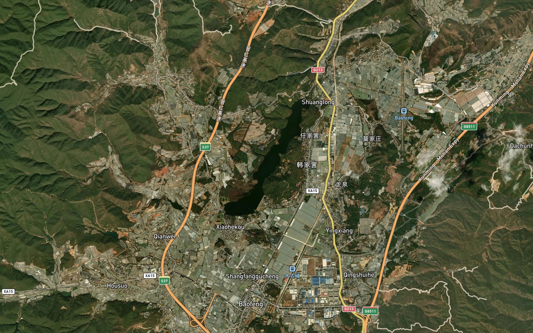 Satellite map of the Shuanglong Shuiku