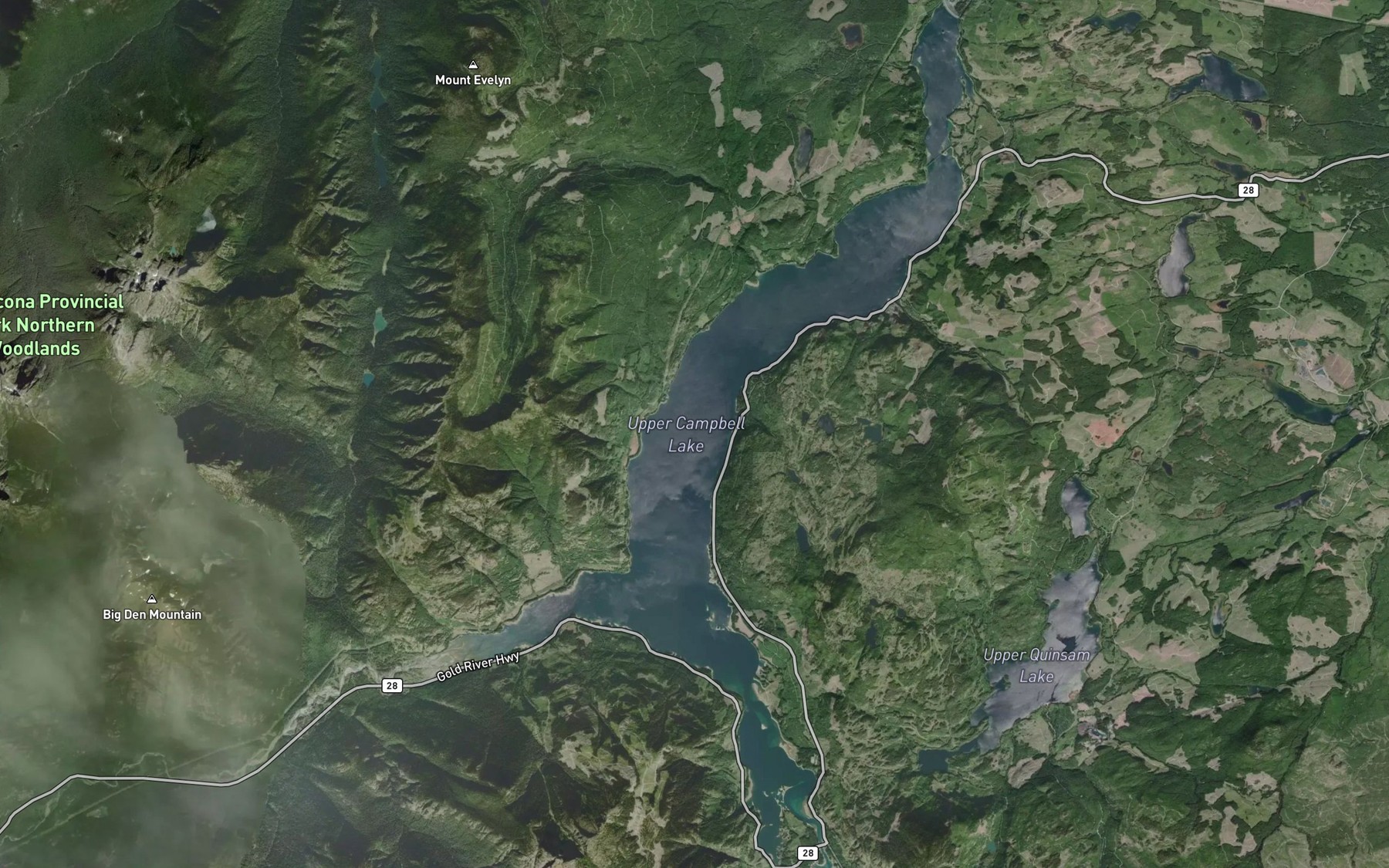 Satellite map of the Upper Campbell Lake
