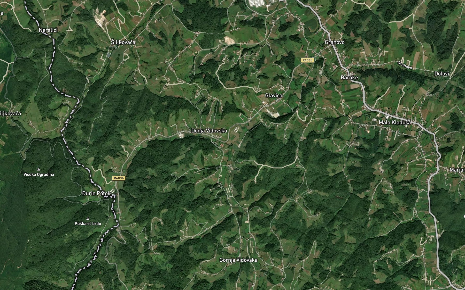 Satellite map of the Hukavica