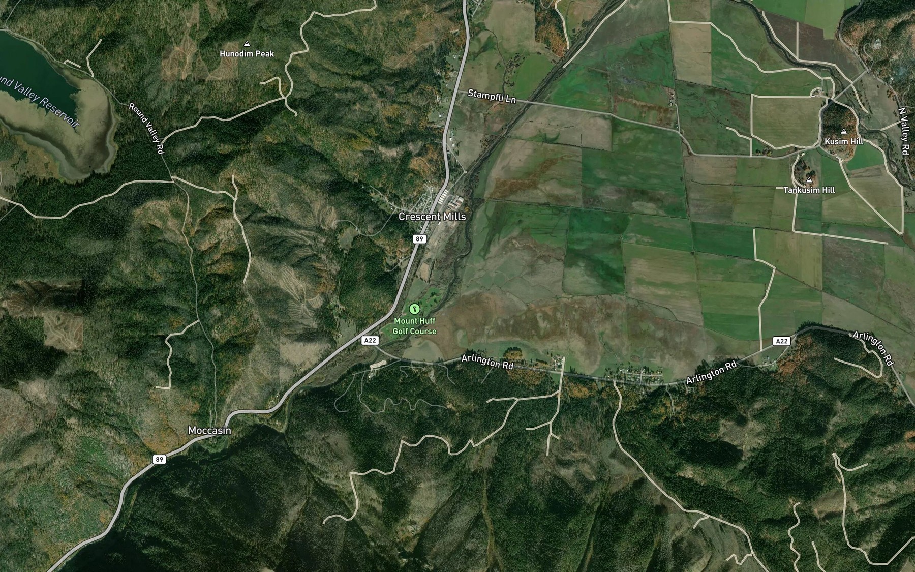 Satellite map of the Hough Creek