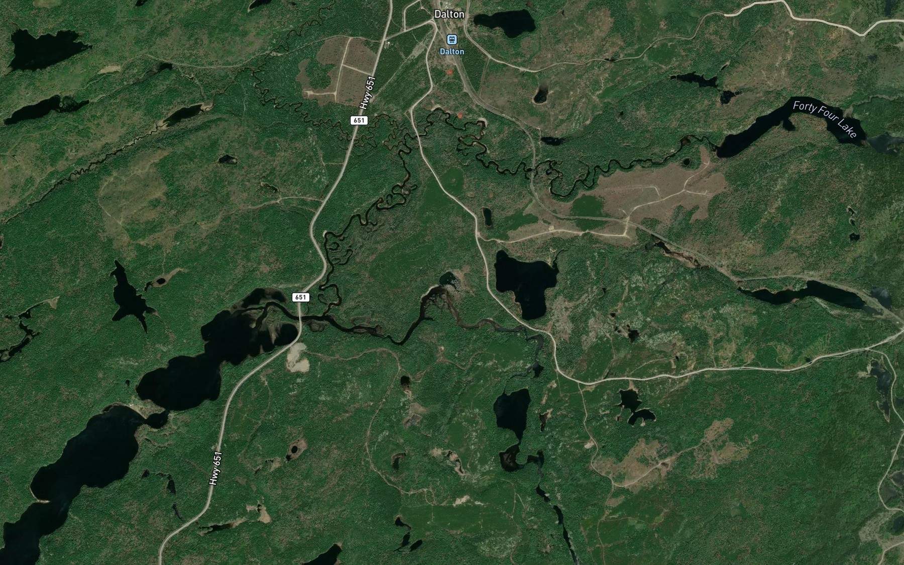 Satellite map of the Goldie River