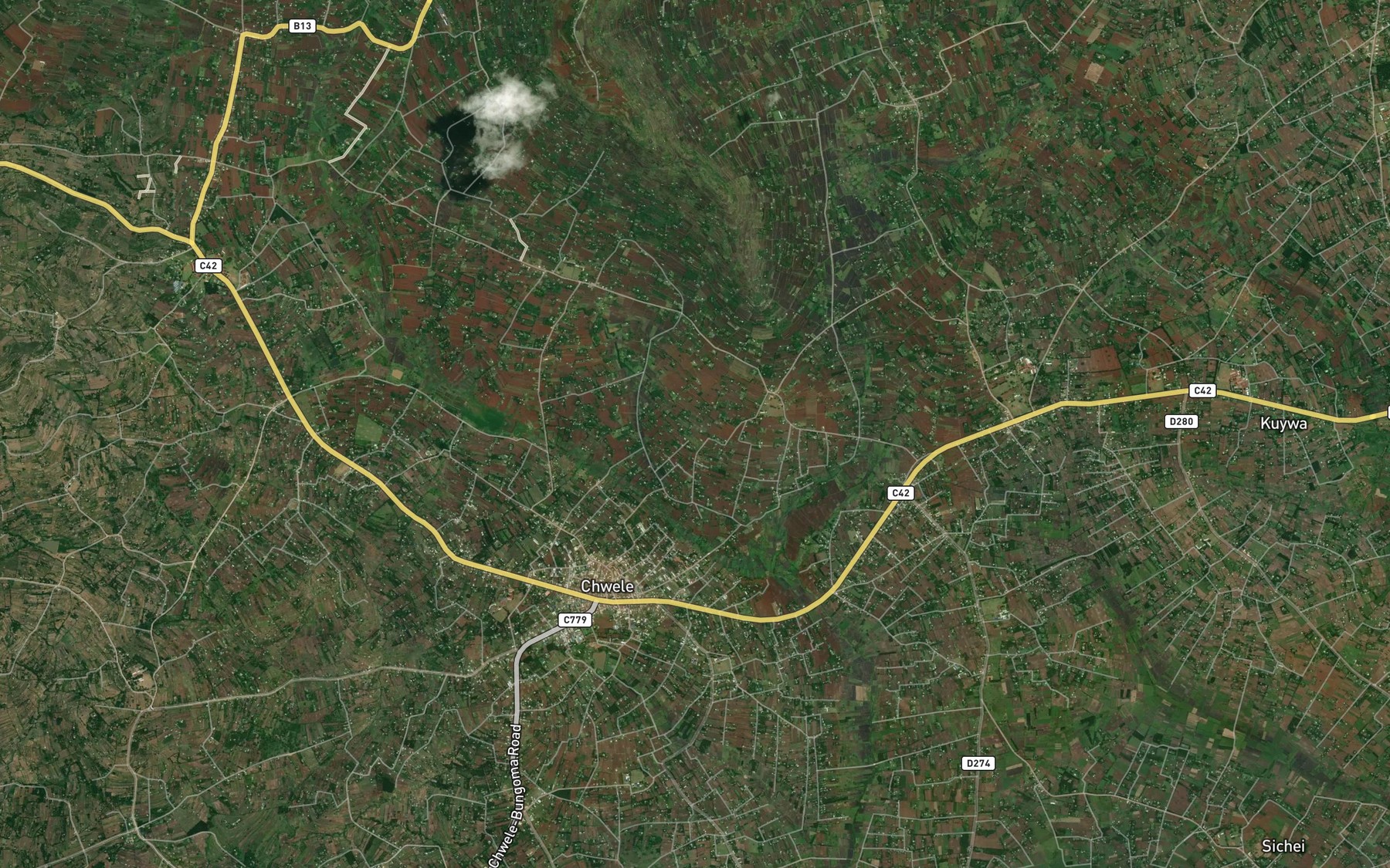 Satellite map of the Makhonge Dam