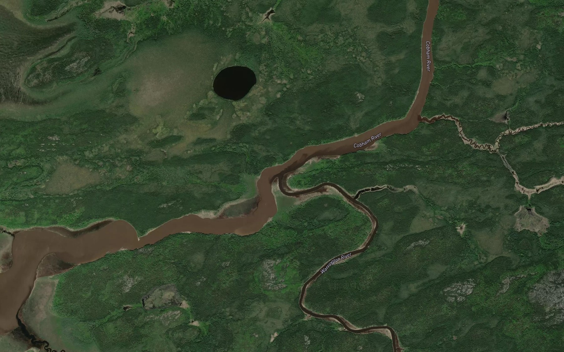 Satellite map of the Warrington River