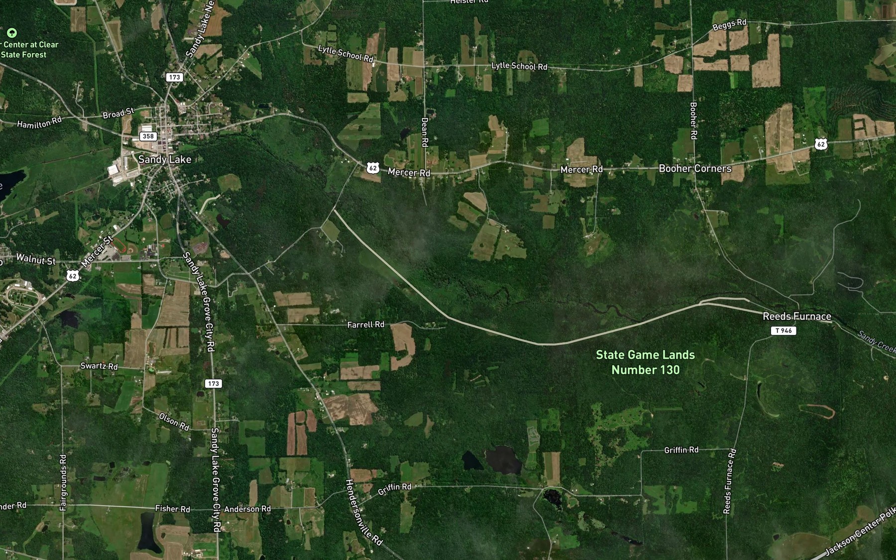 Satellite map of the McConnell Run