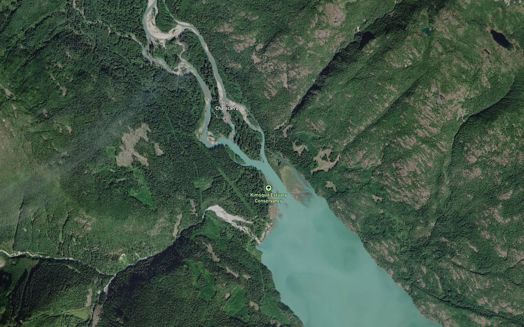 Satellite map of the Kimsquit River