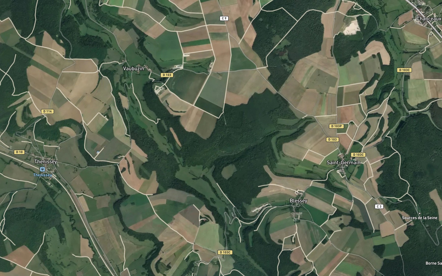Satellite map of the Ruisseau de Bonnevaux