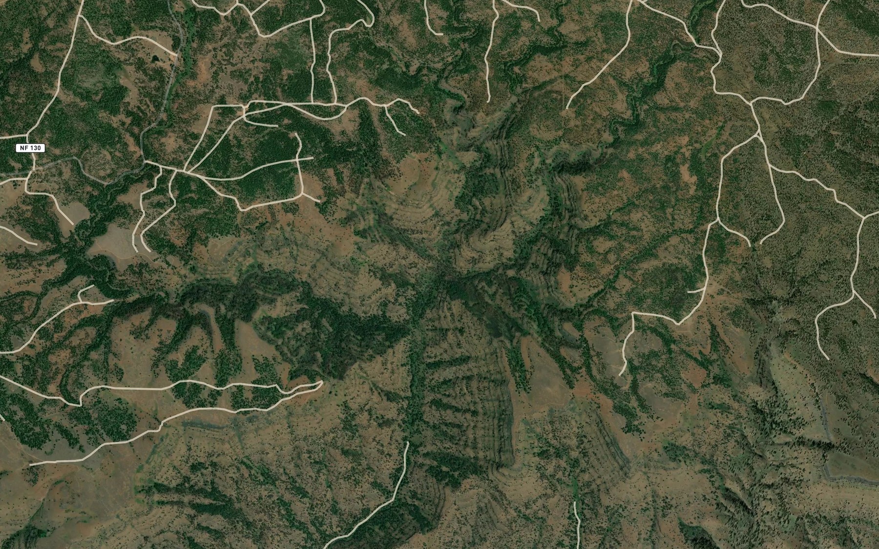 Satellite map of the Rush Creek