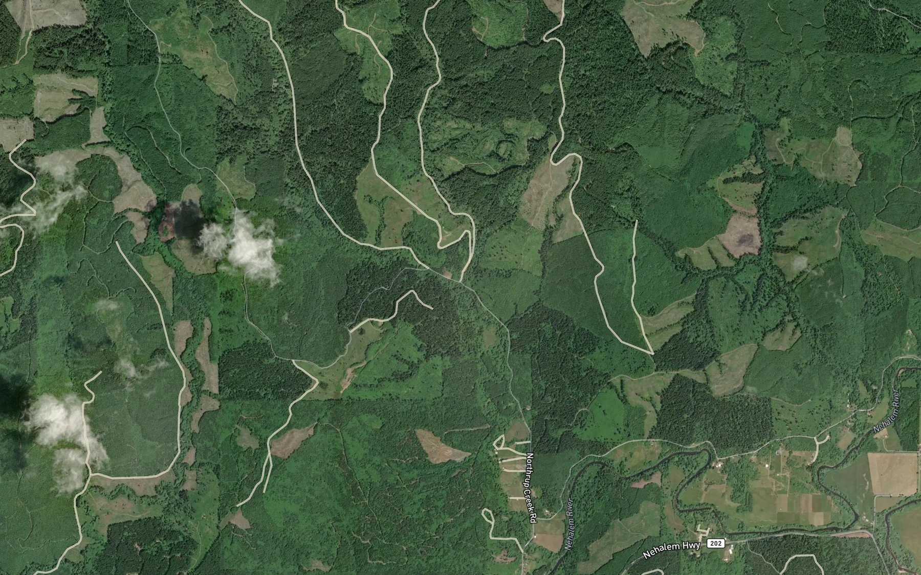 Satellite map of the Cow Creek