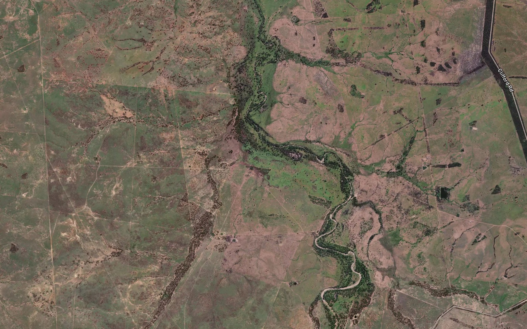 Satellite map of the Three Mile Creek