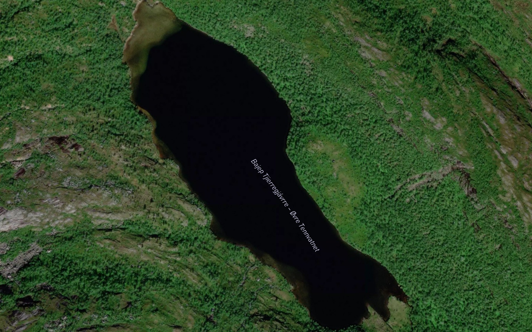 Satellite map of the Tennvatnet,ovre
