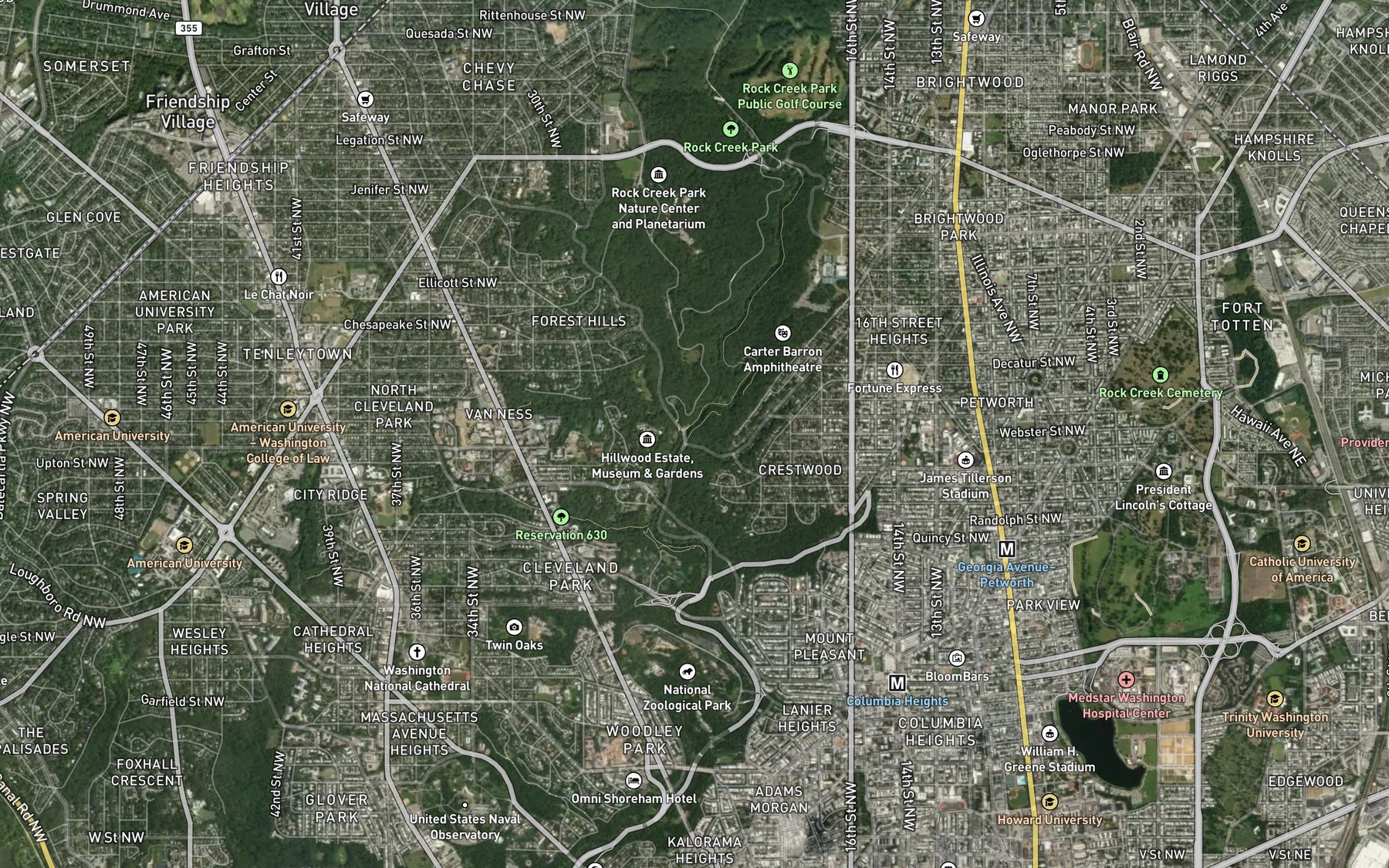Satellite map of the Broad Branch