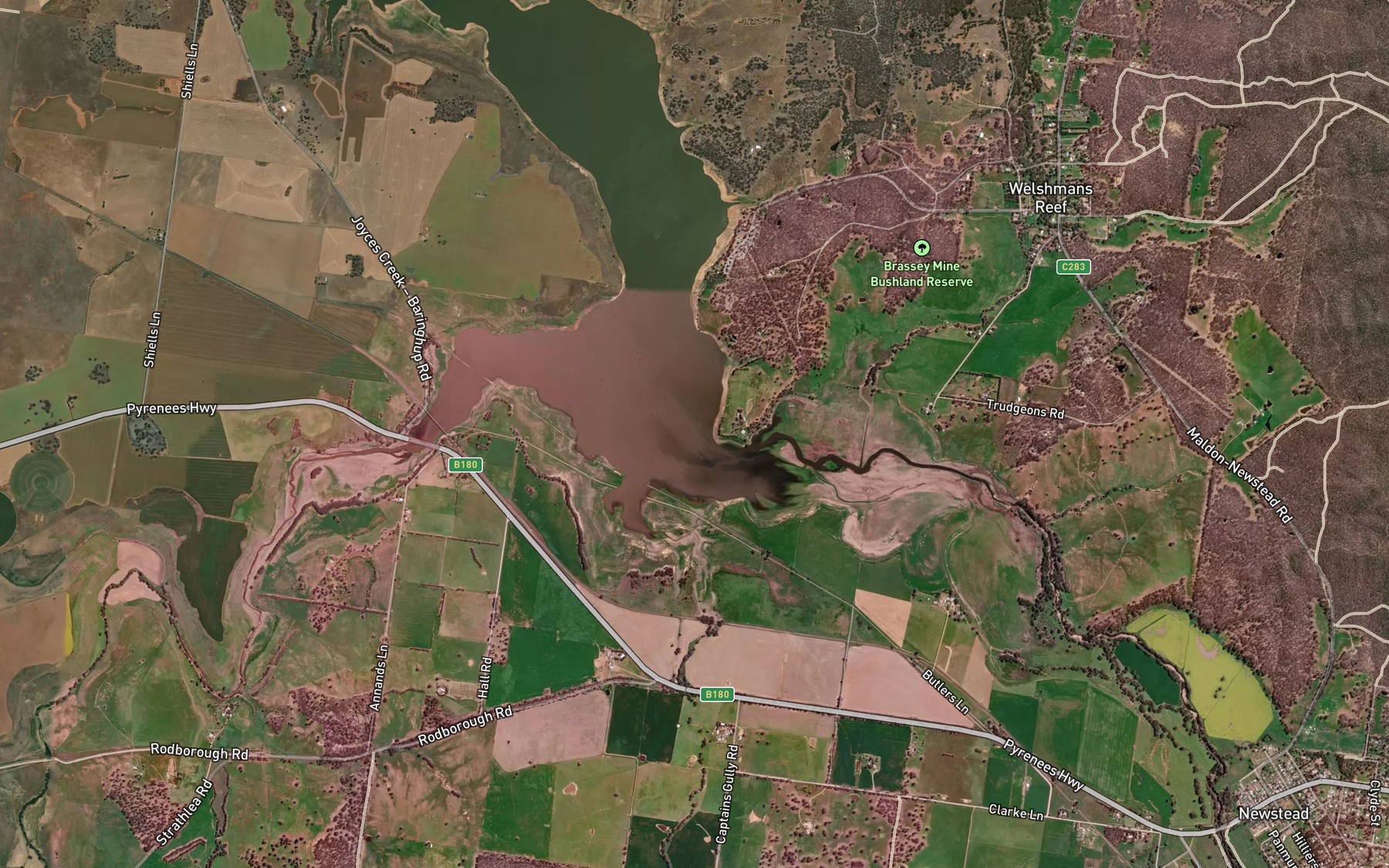 Satellite map of the Joyces Creek