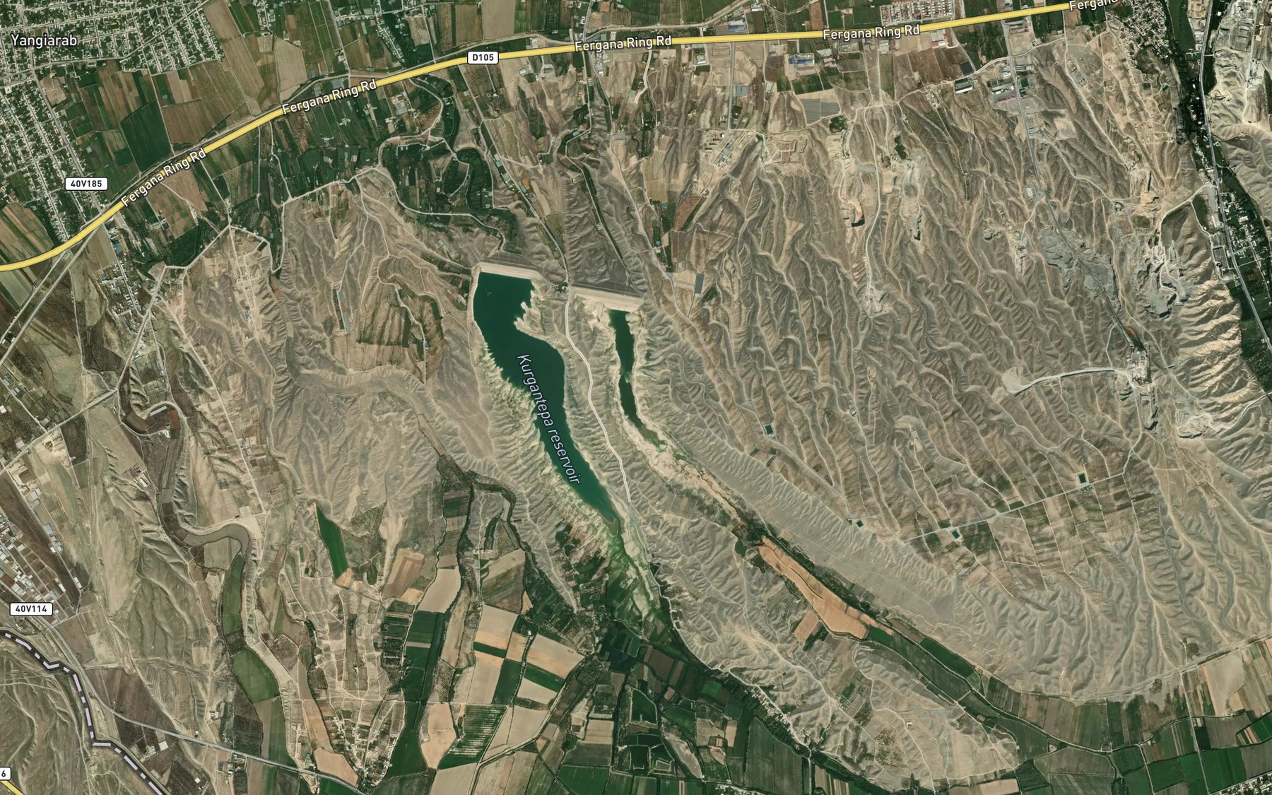 Satellite map of the Qo`rg`ontepa Suv Ombori