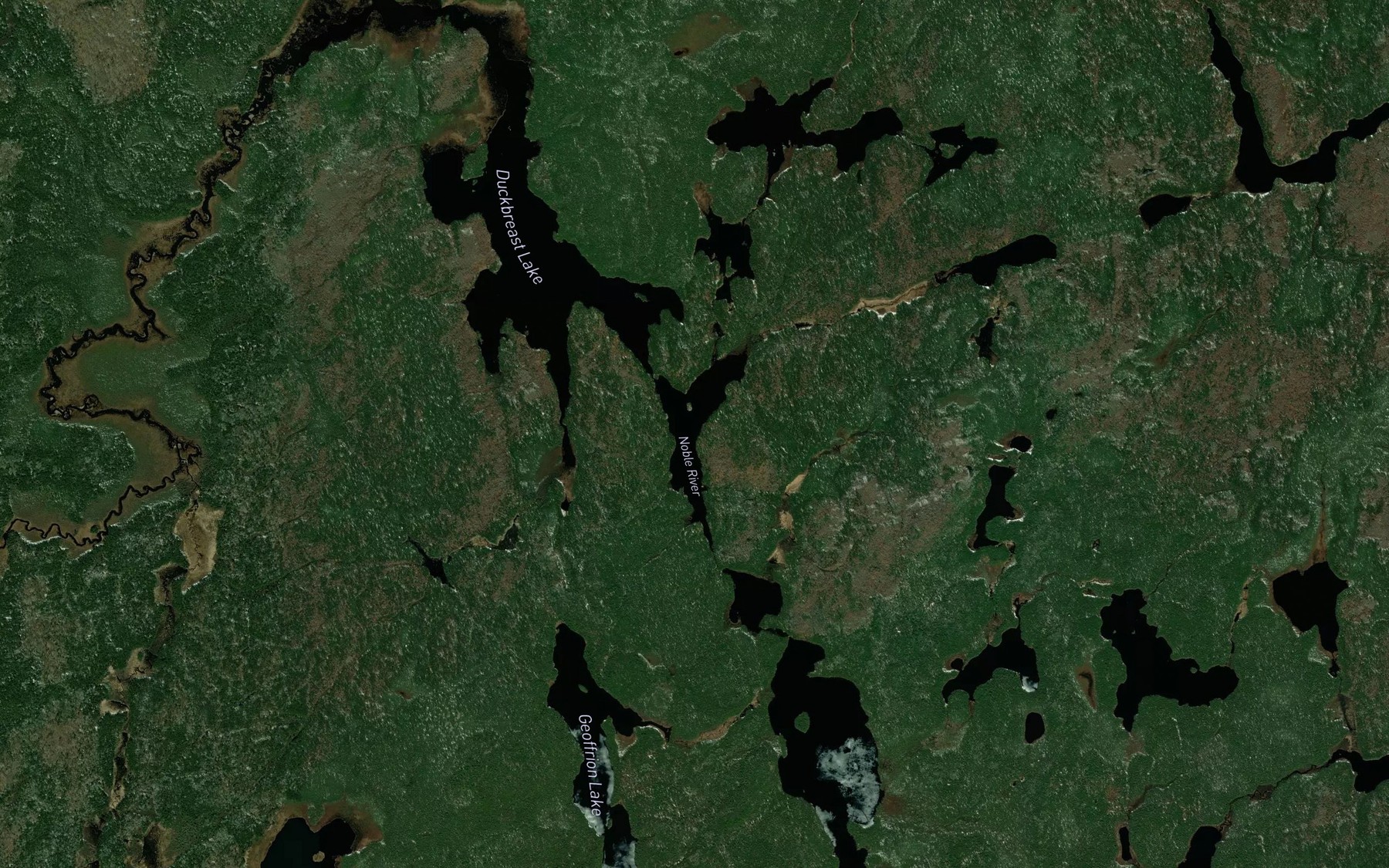 Satellite map of the Spruce Lake