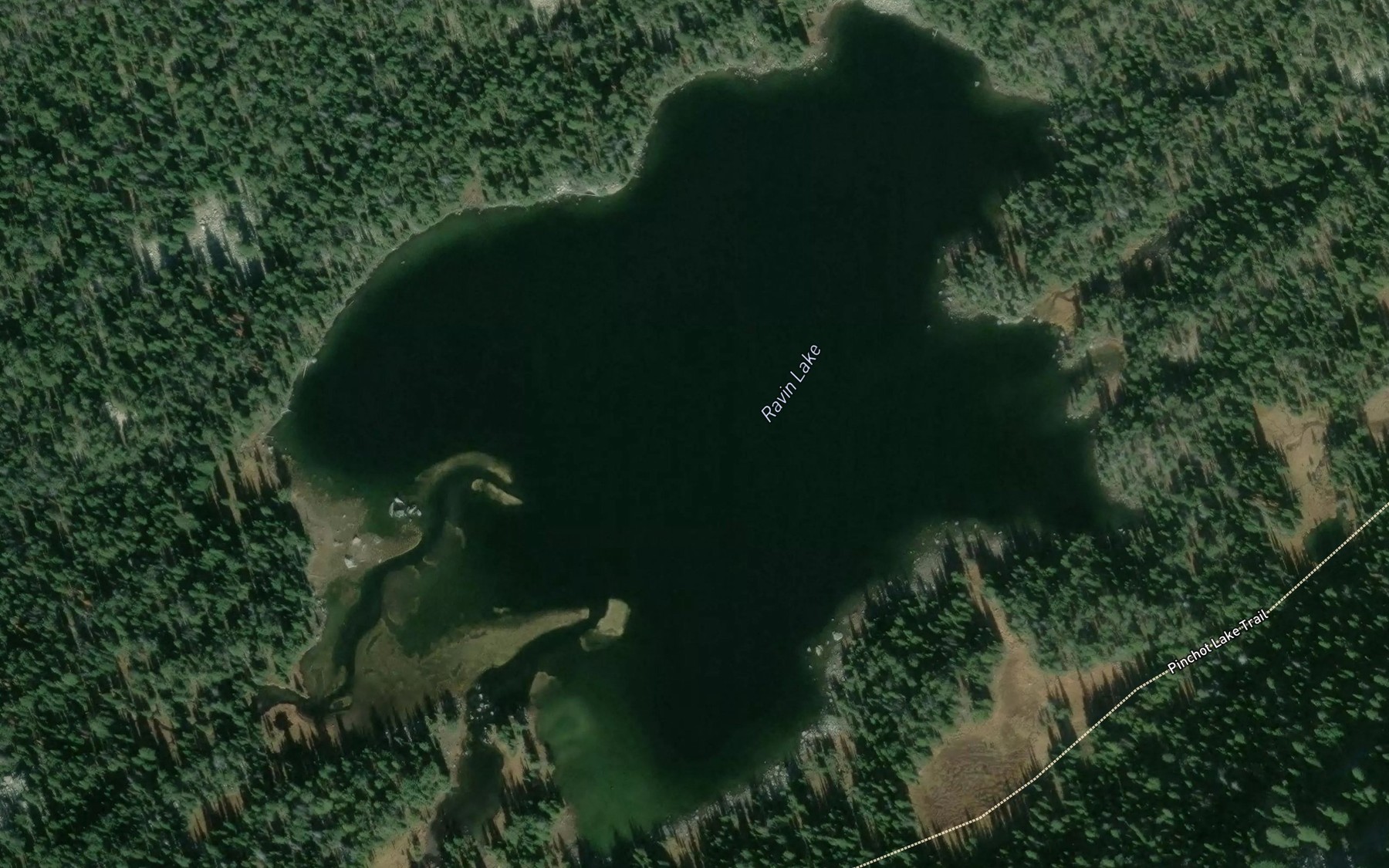 Satellite map of the Ravin Lake