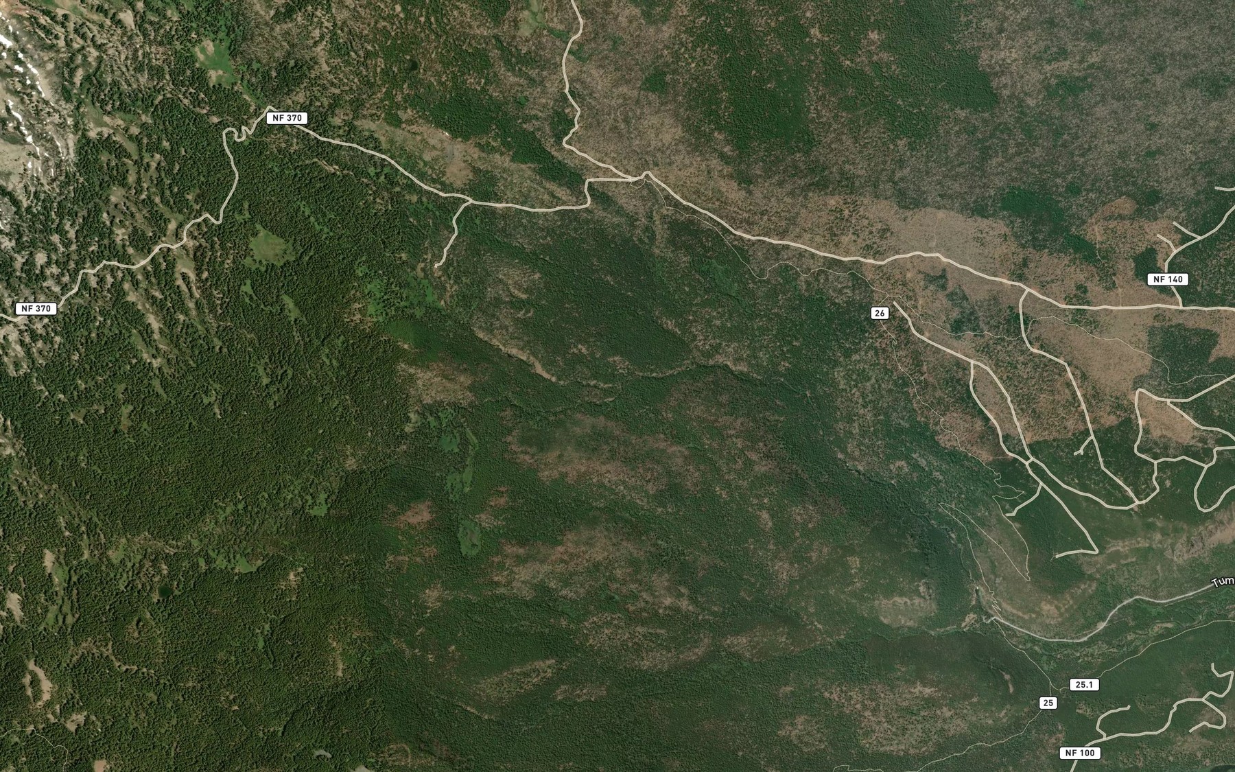 Satellite map of the Middle Fork Tumalo Creek