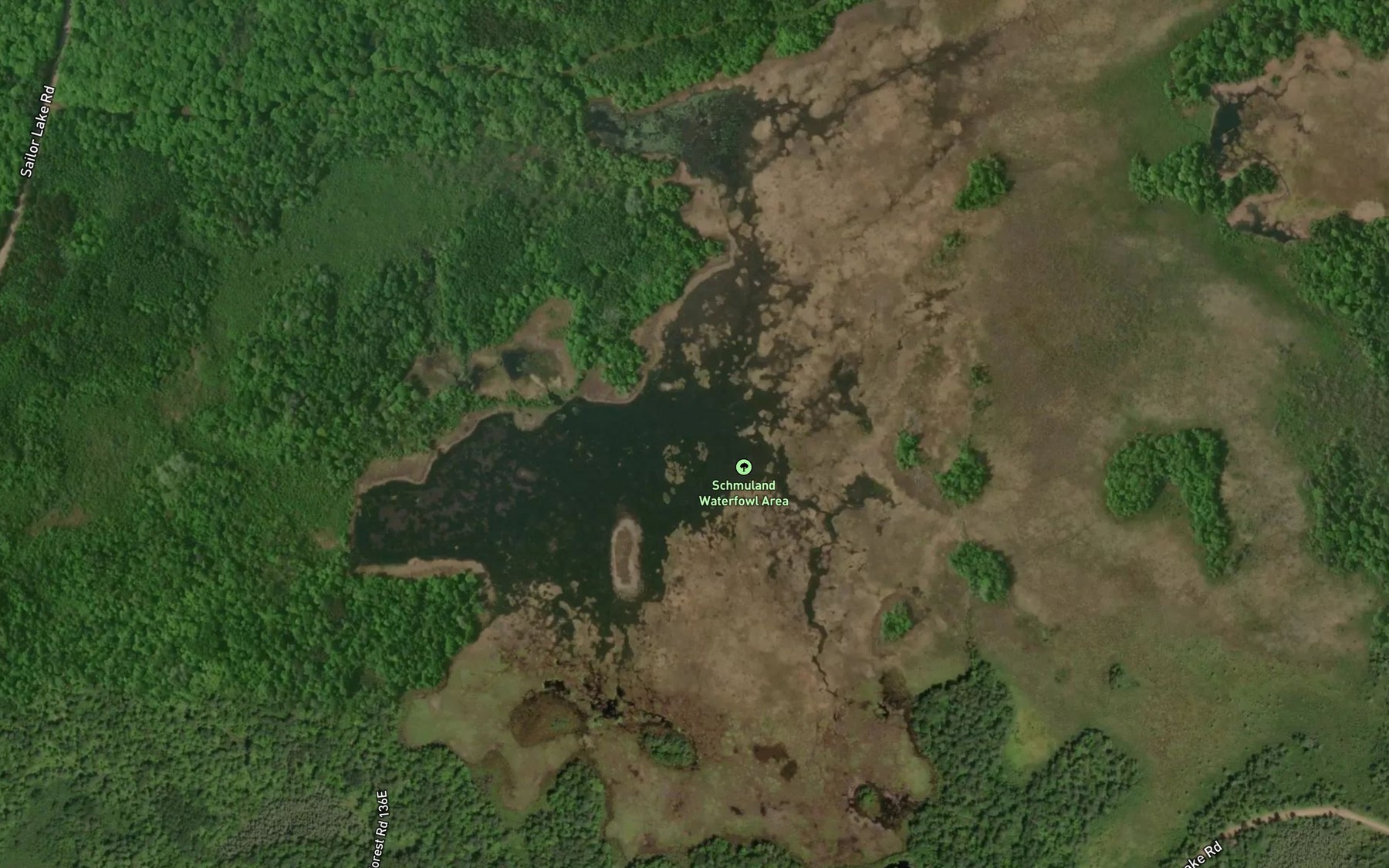 Satellite map of the Schmuland Flowage