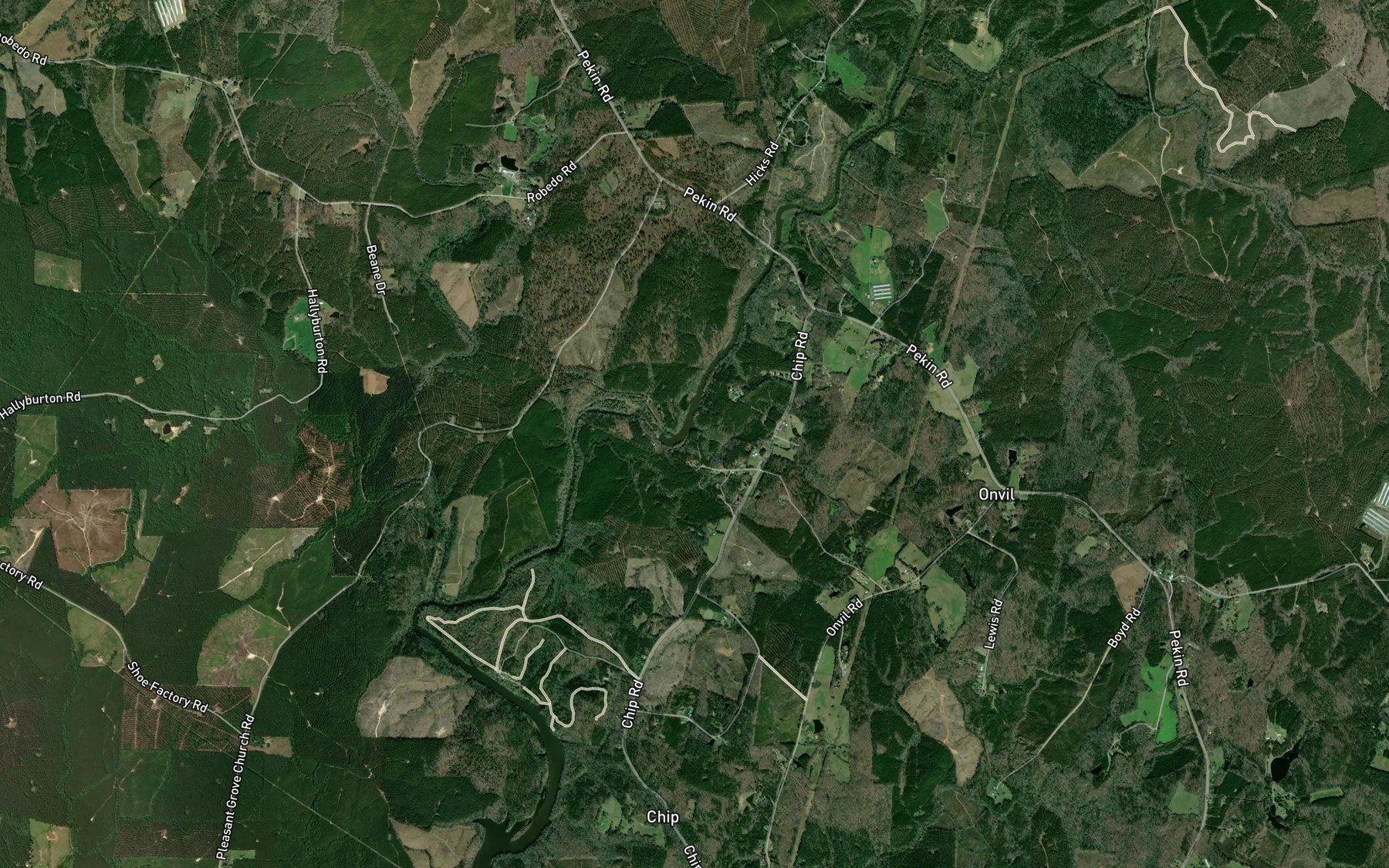 Satellite map of the Lucky Branch