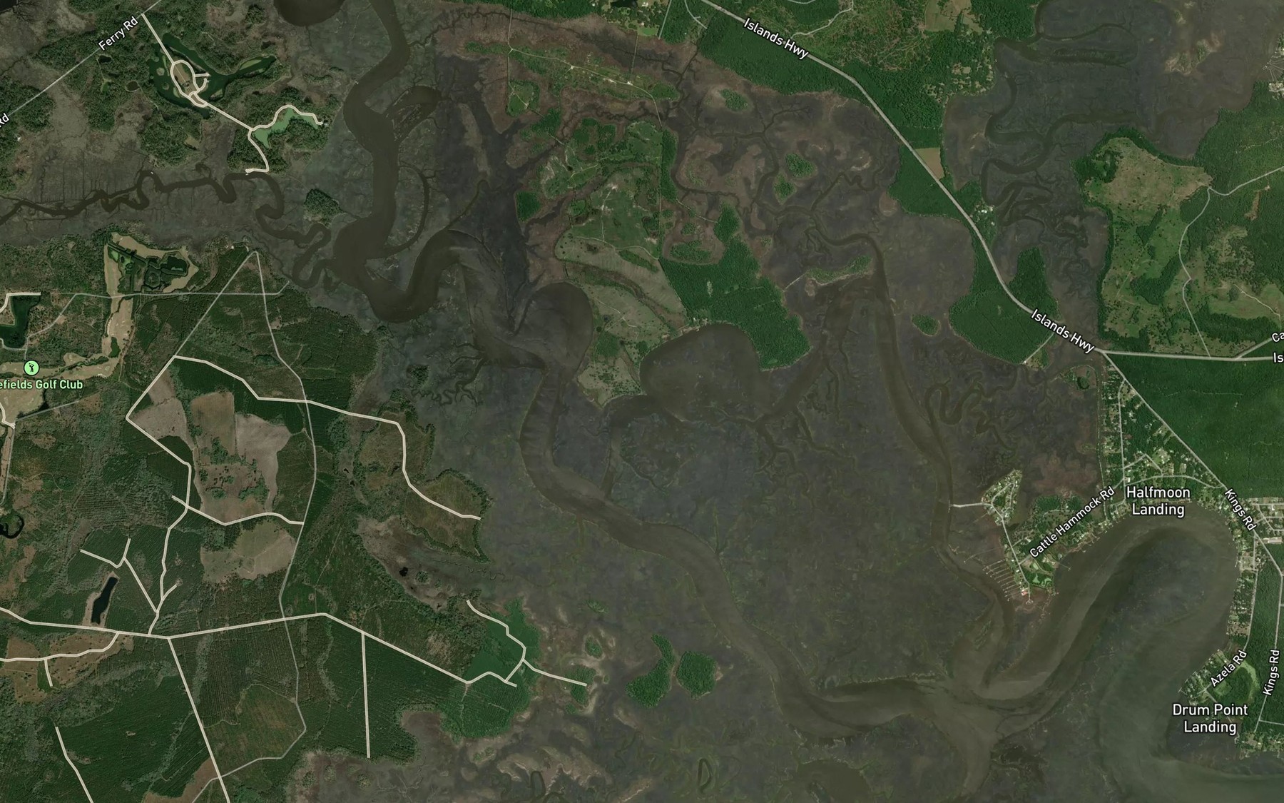 Satellite map of the Carrs Neck Creek